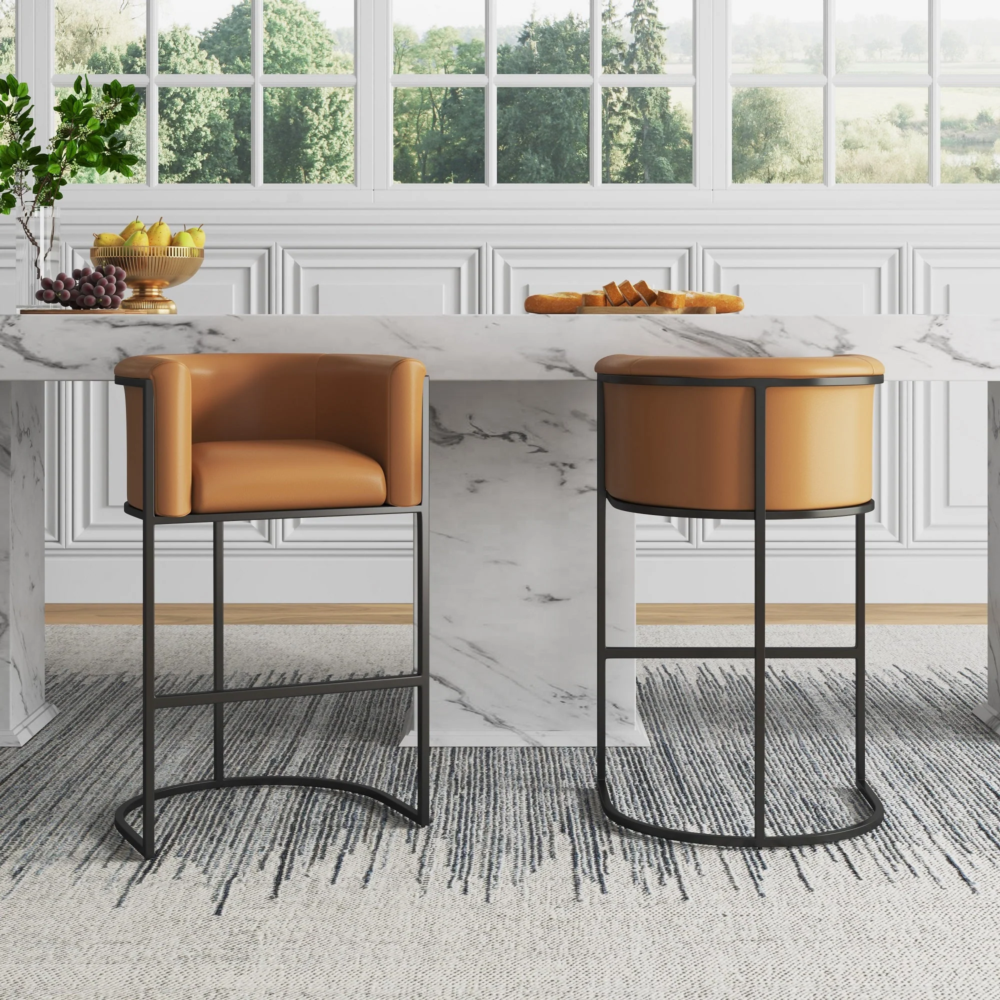 Cosmopolitan Barstool in Camel and Black - Image 2