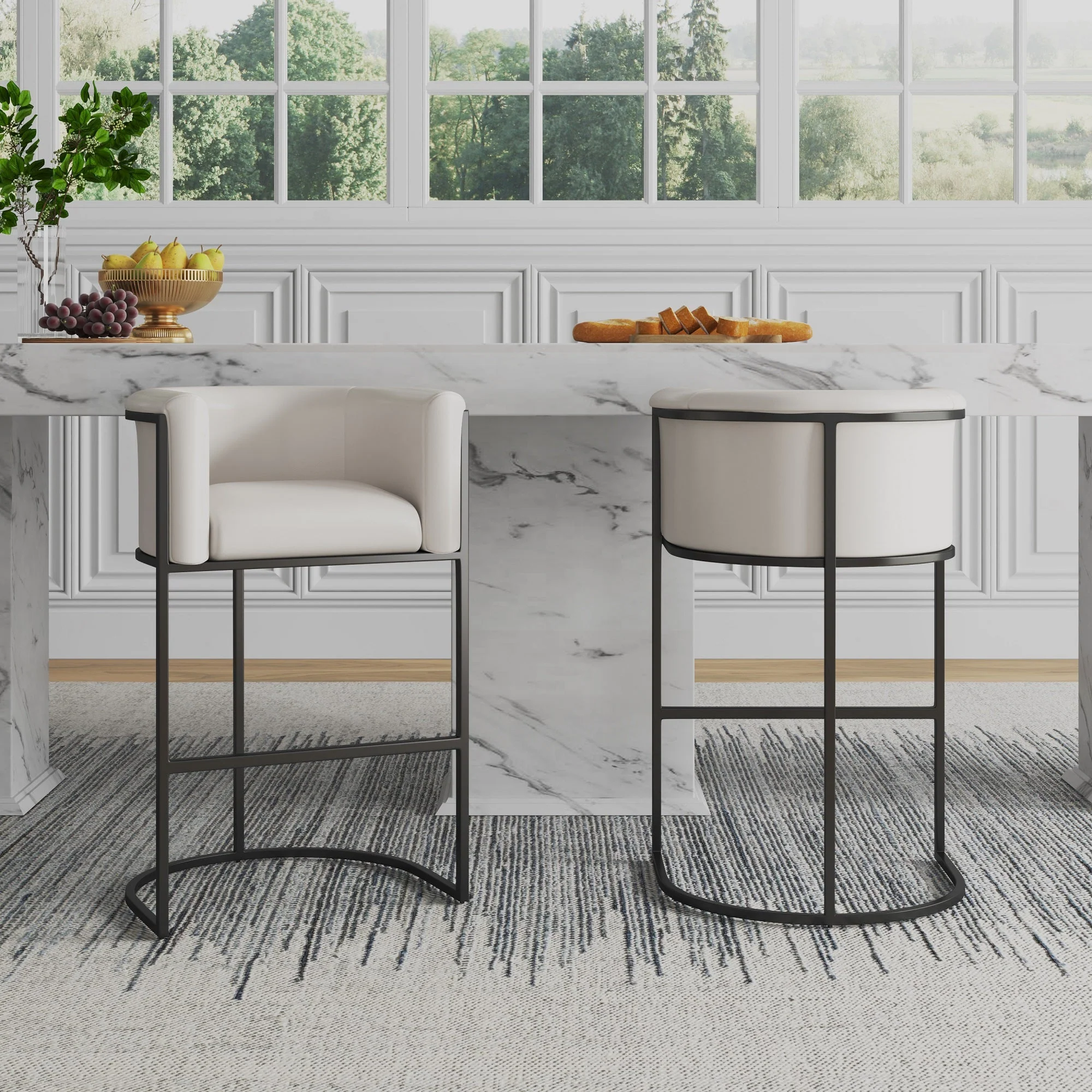 Cosmopolitan Barstool in Cream and Black (set of 2) - Image 2