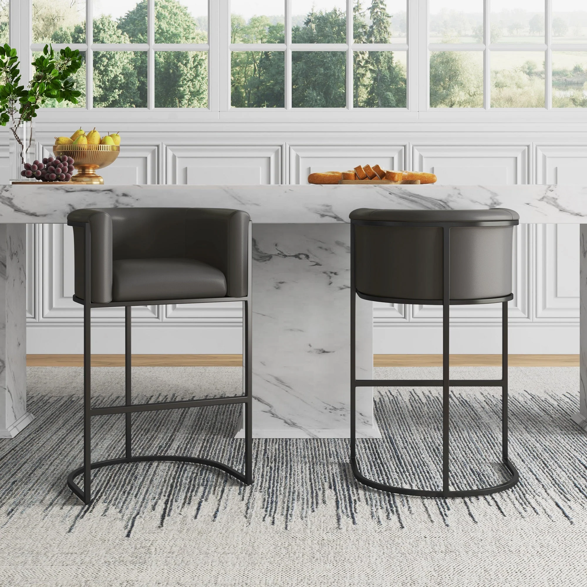 Cosmopolitan Barstool in Pebble and Black - Image 2