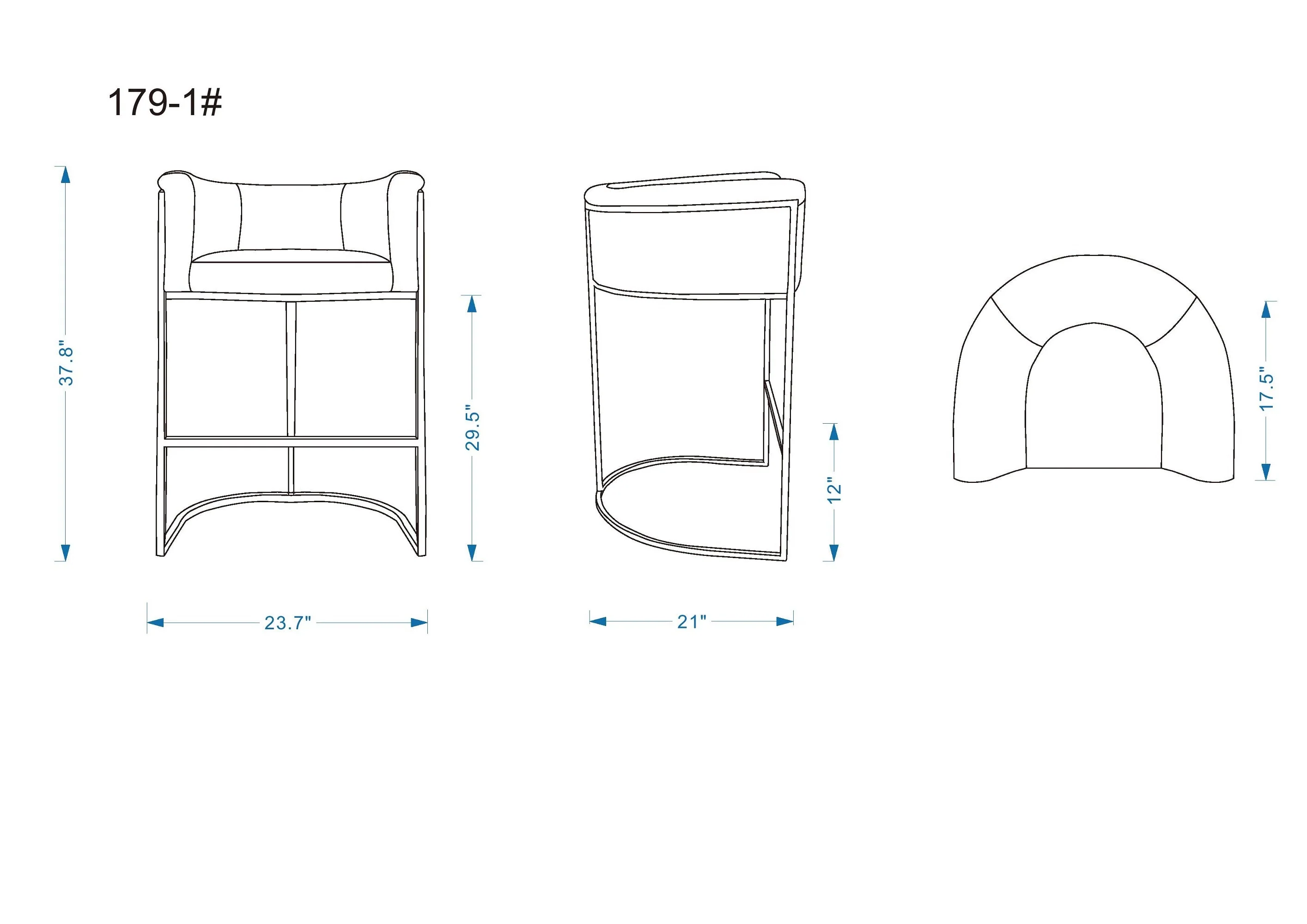 Cosmopolitan Barstool in Pebble and Black - Image 3