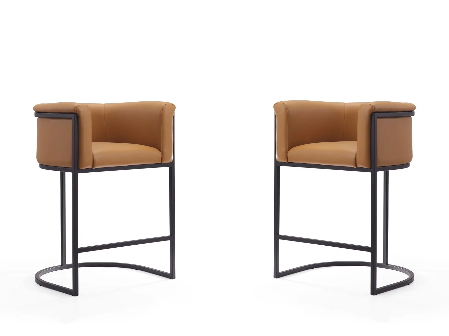 Cosmopolitan Counter Stool in Camel and Black (set of 2)