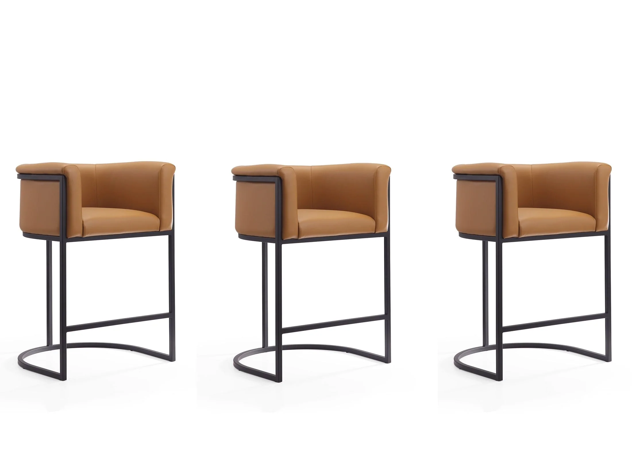 Cosmopolitan Counter Stool in Camel and Black (set of 3)