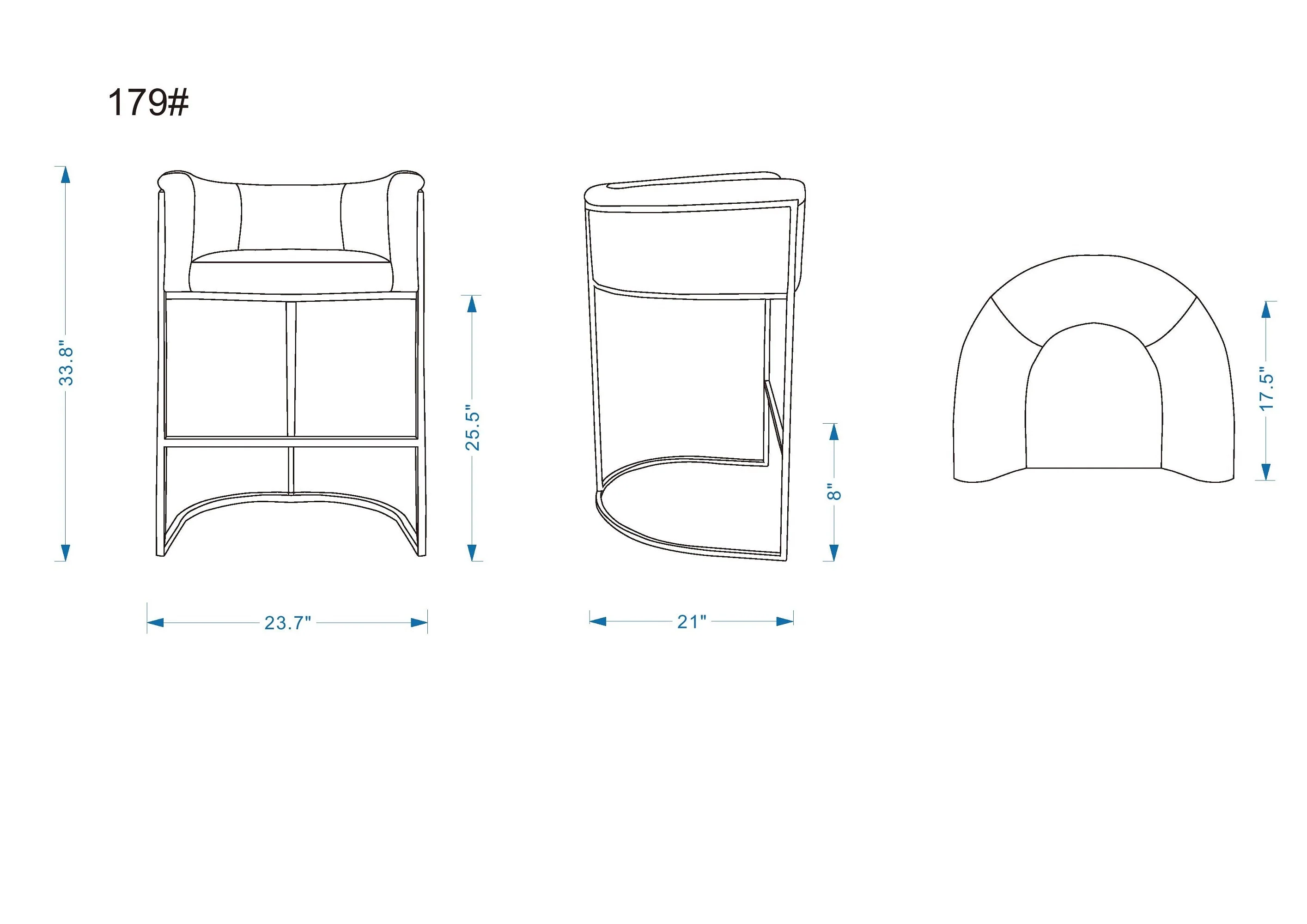 Cosmopolitan Counter Stool in Grey and Black (set of 3) - Image 3