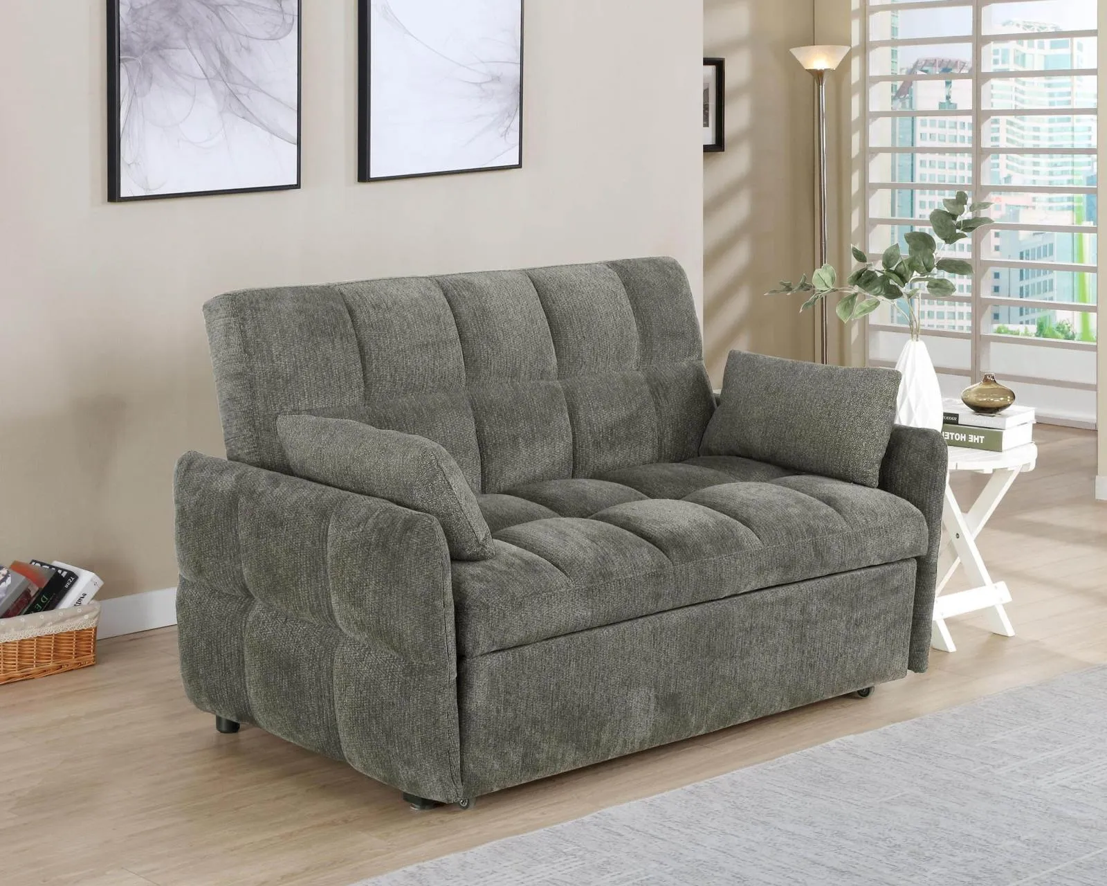Cotswold Upholstered Convertible Sleeper Sofa Bed Dark Grey