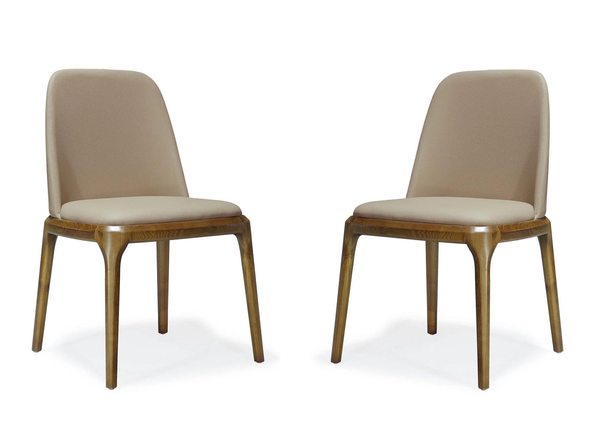 Courding Dining Chair in Tan and Walnut (set of 2)