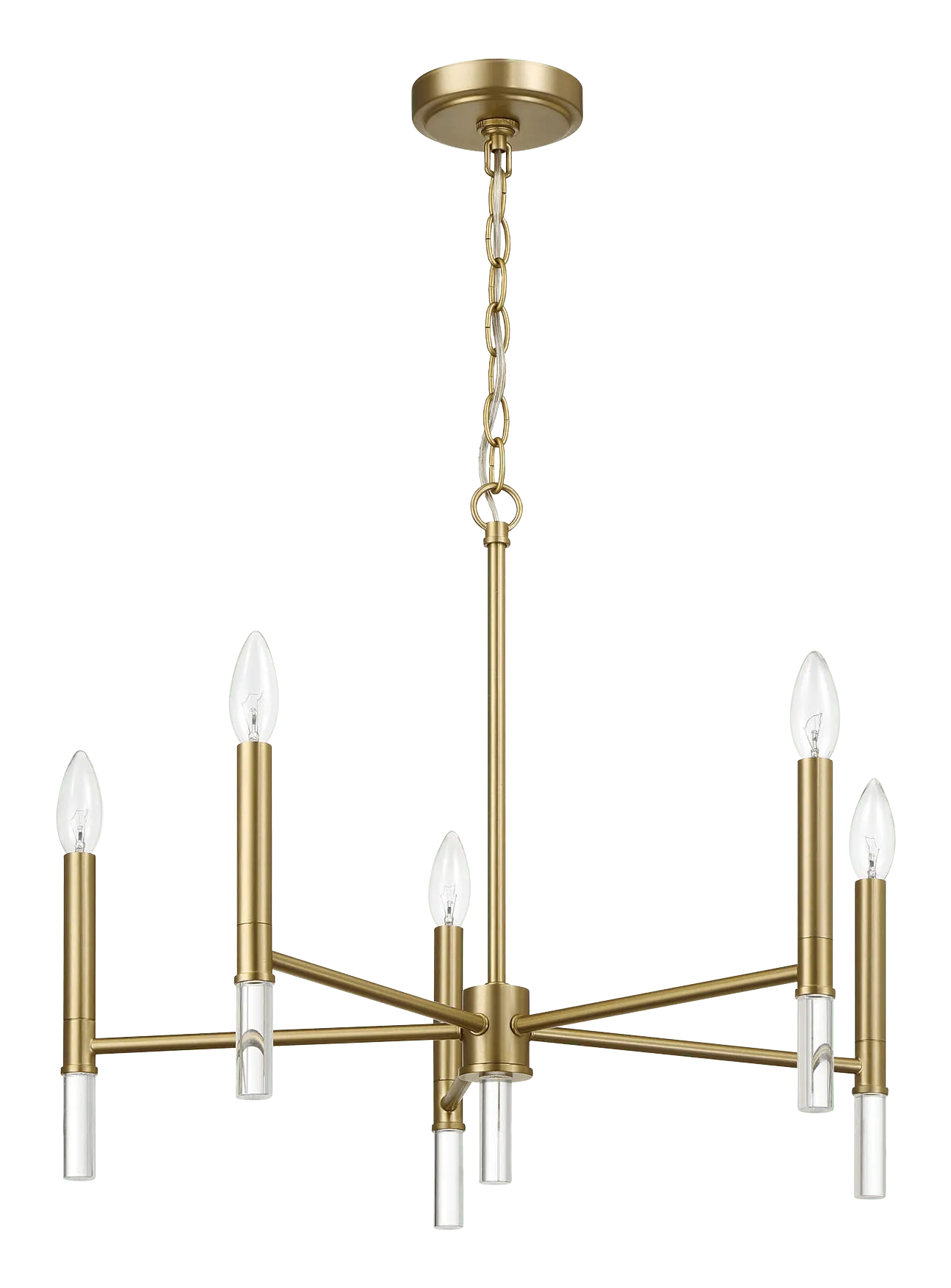 Courtyard Five Light Golden Brass Candle Light Chandelier 24"W × 17.75"H
