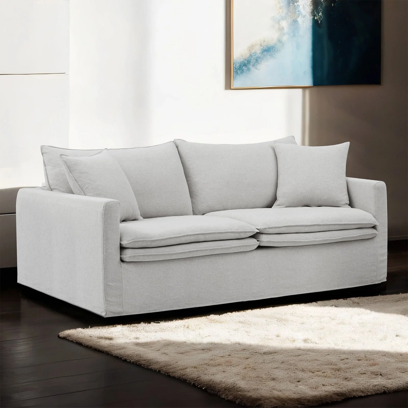 Crayford Light Gray Upholstery Living Room Set - Image 2