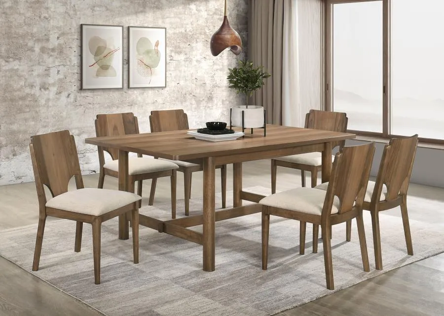 Crestmore Walnut 7-piece Rectangular Dining Table Set
