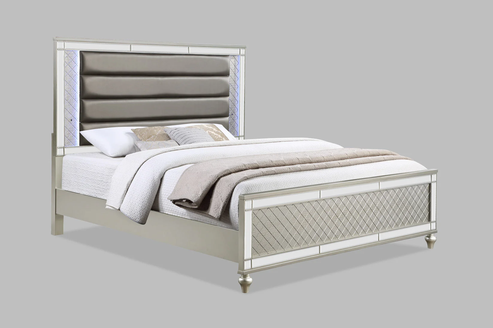Cristian Champagne LED Upholstered Panel Bedroom Set - Image 2