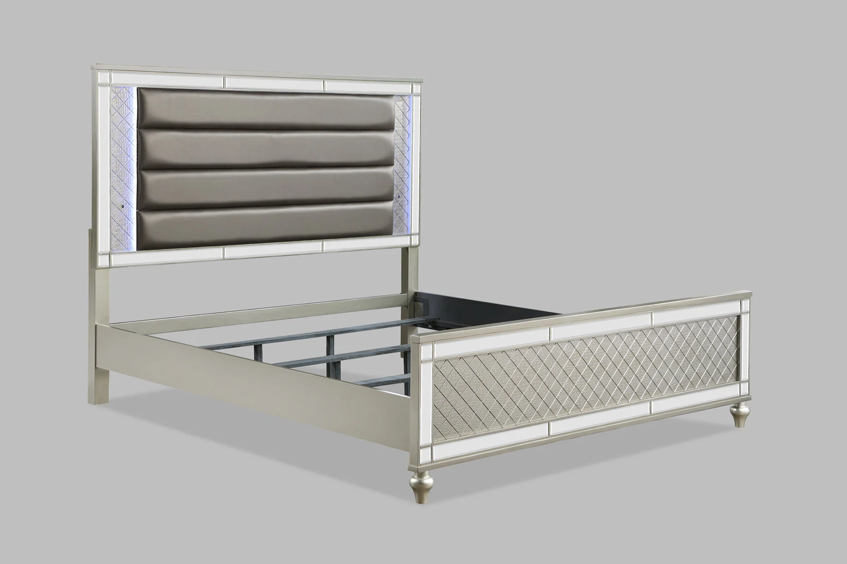 Cristian Champagne LED Upholstered Panel Bedroom Set - Image 3