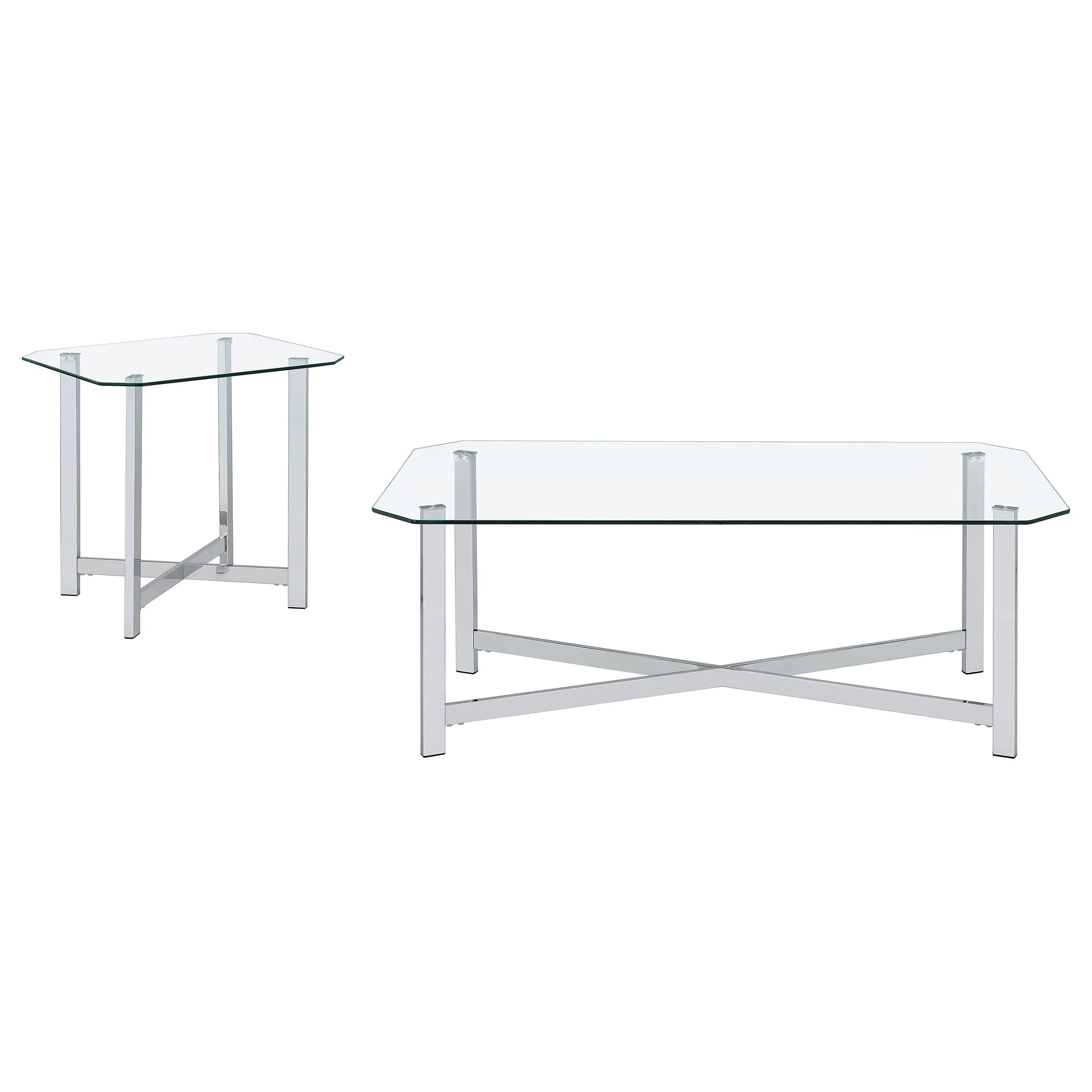 Cronin Chrome 2-piece Tempered Glass Top Coffee Table Set - Image 2
