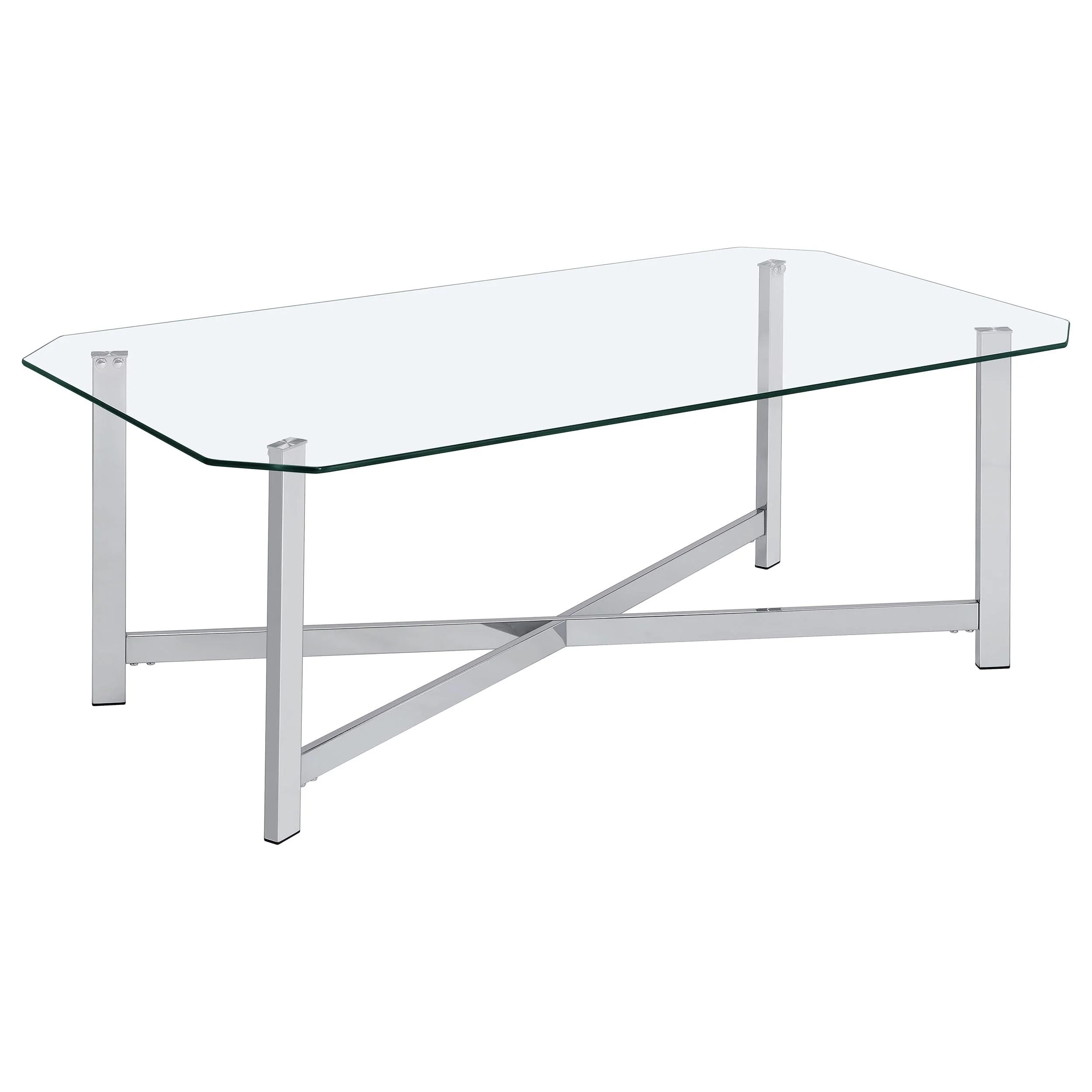 Cronin Chrome 3-piece Tempered Glass Top Coffee Table Set - Image 6