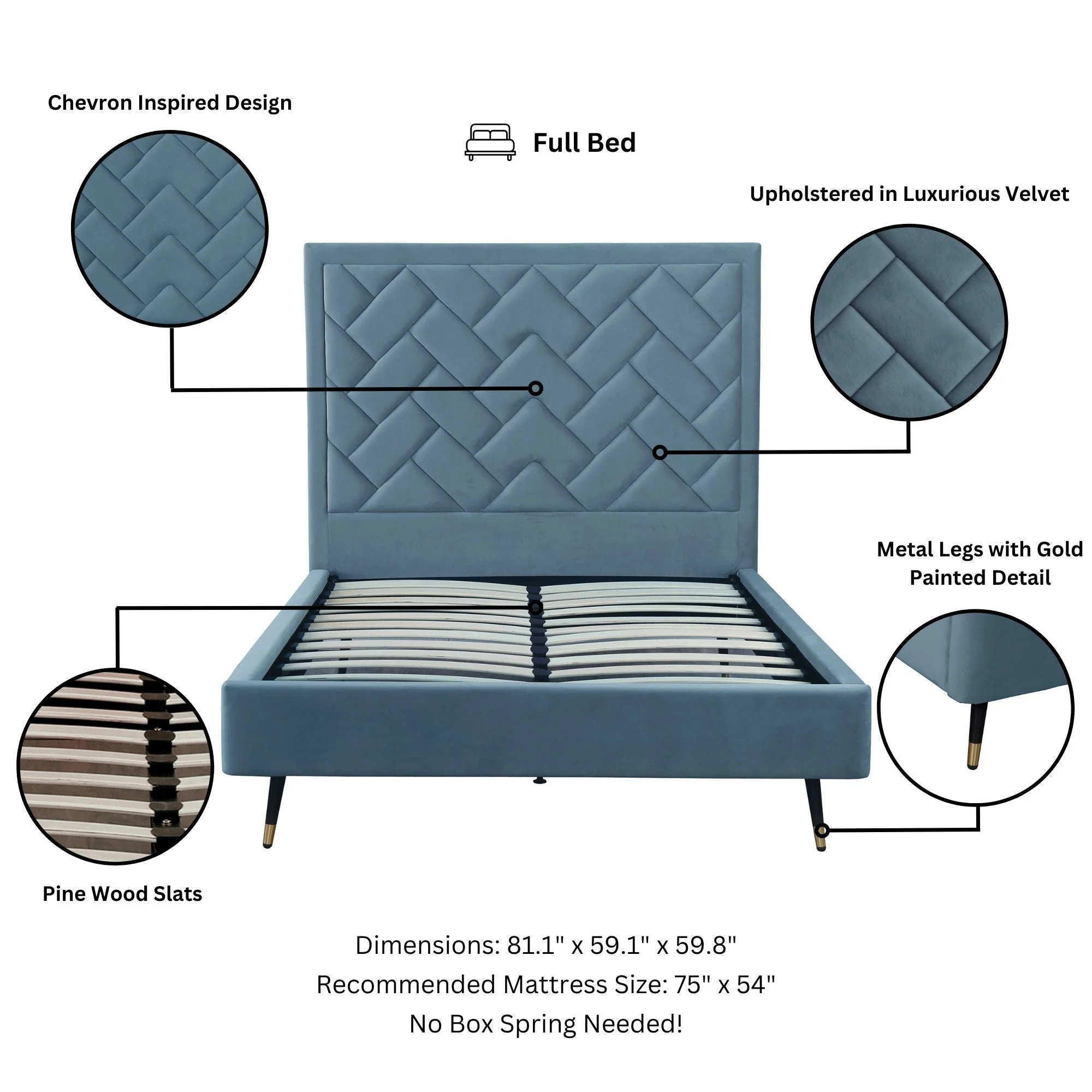 Crosby Full- Size Bed in Blue - Image 4