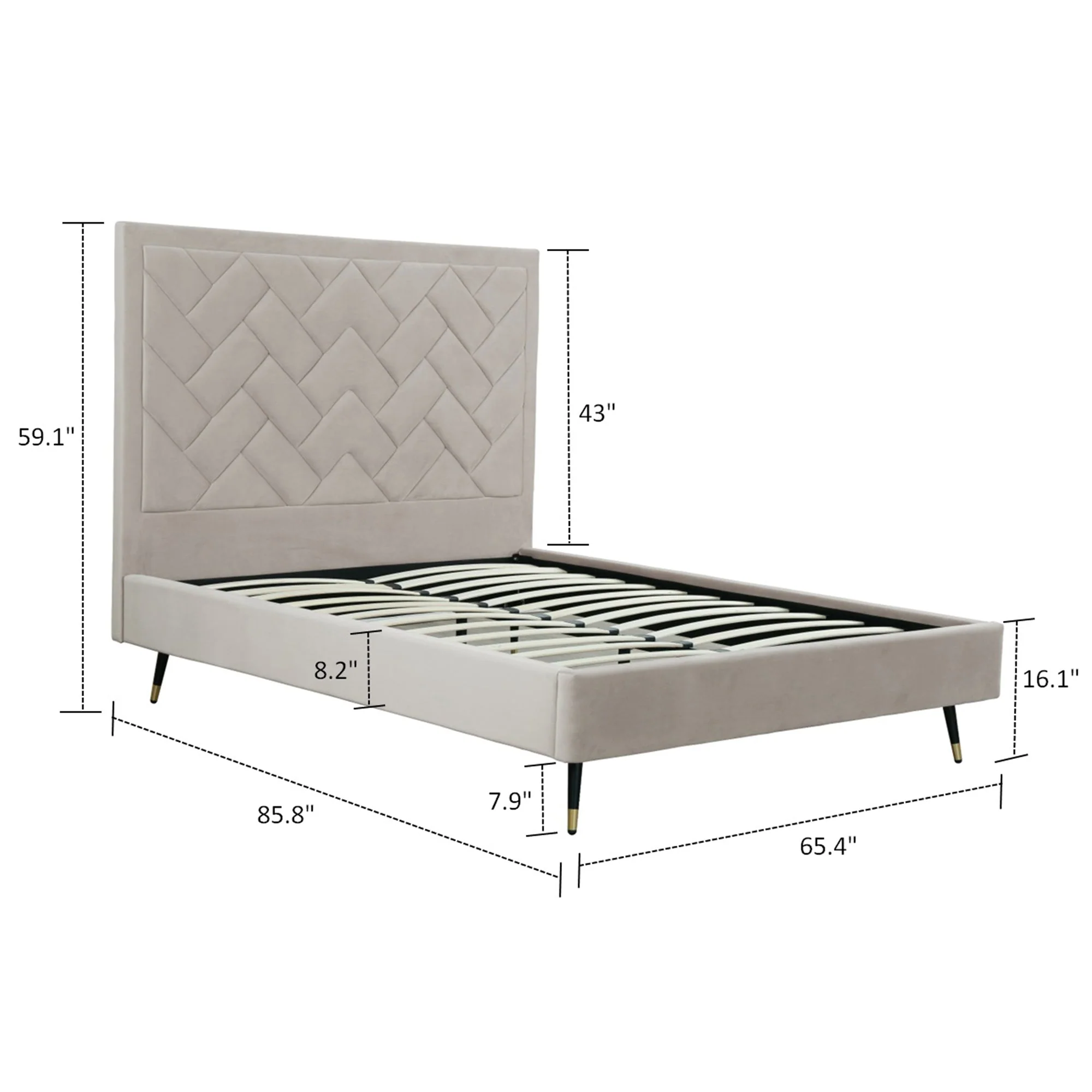 Crosby Queen-Size Bed in Greige - Image 3