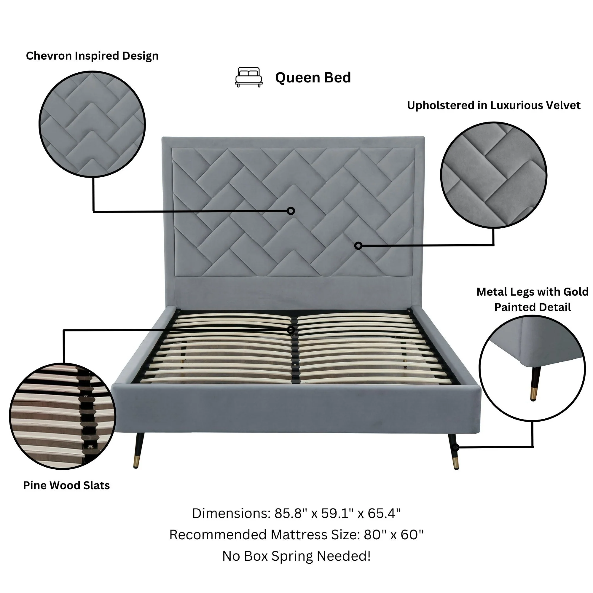 Crosby Queen-Size Bed in Grey - Image 4