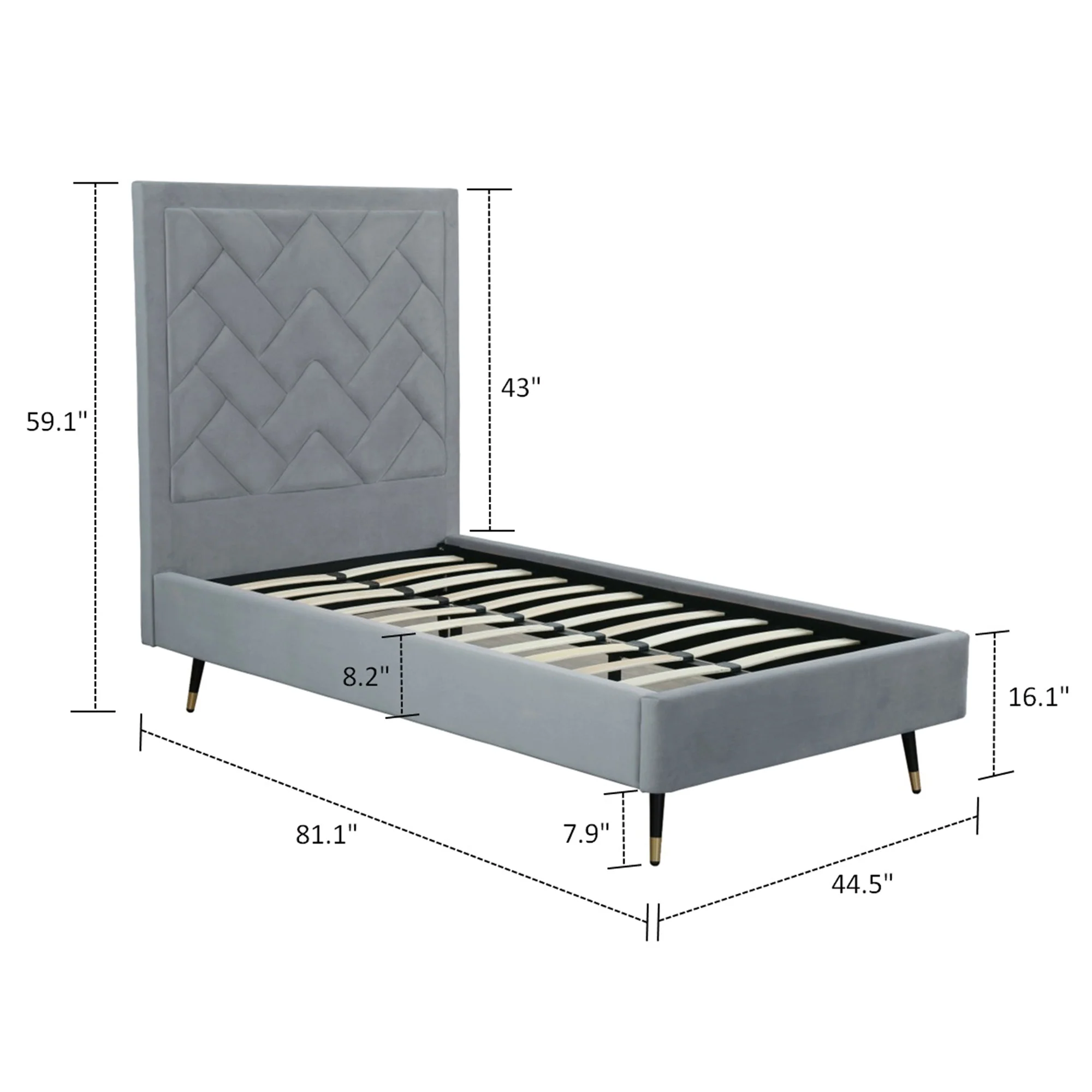 Crosby Twin-Size Bed in Grey - Image 3