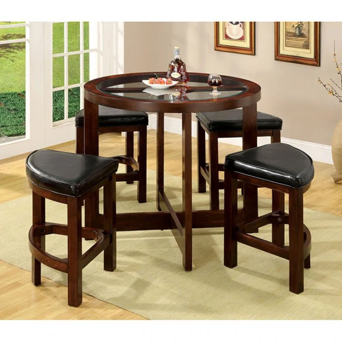 Crystal Cove Dark Walnut 5-Piece Counter Height Table Set