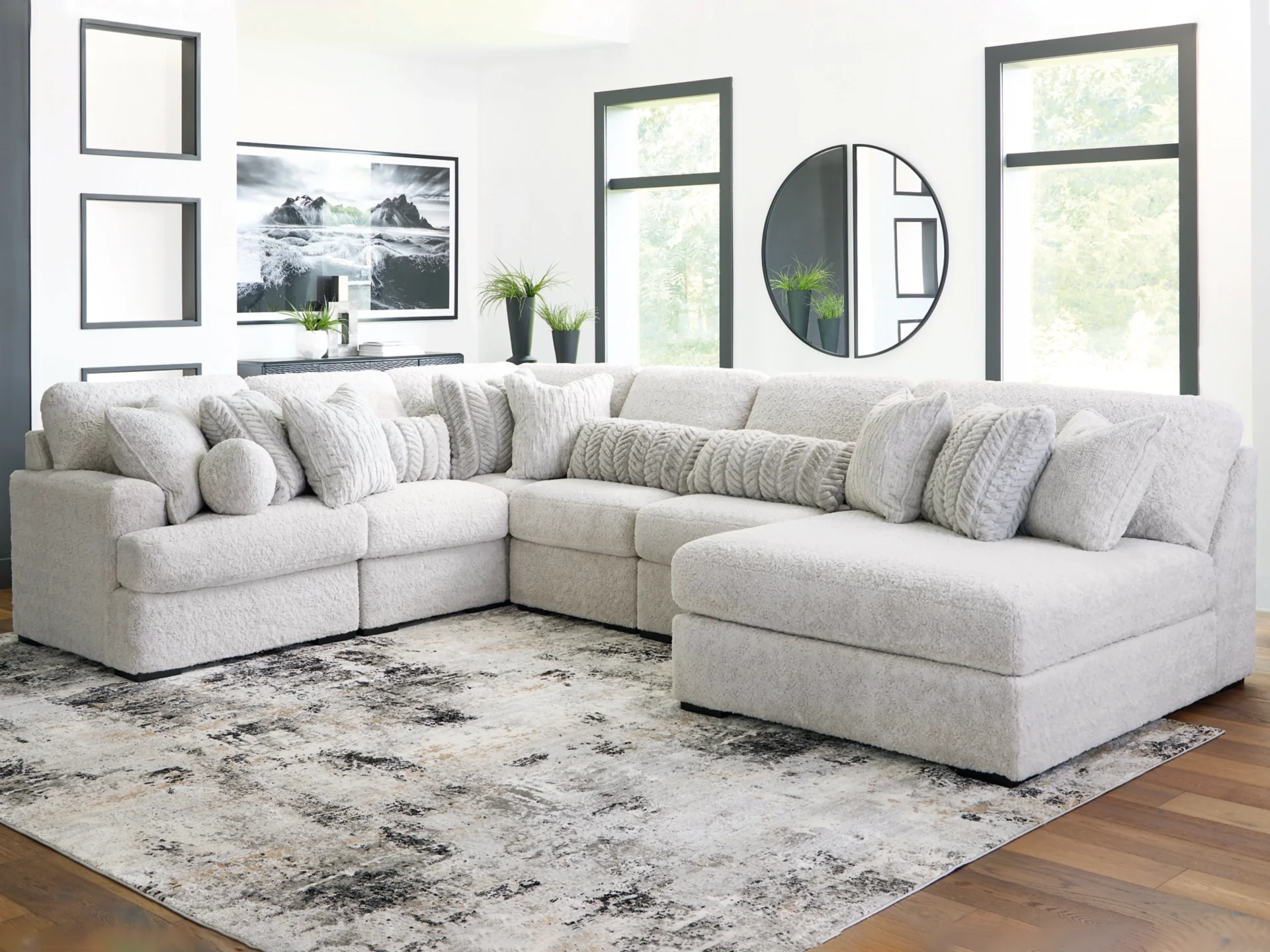 Cuddle Plush Arctic 6-Piece Right Arm Facing (RAF) Chaise Sectional