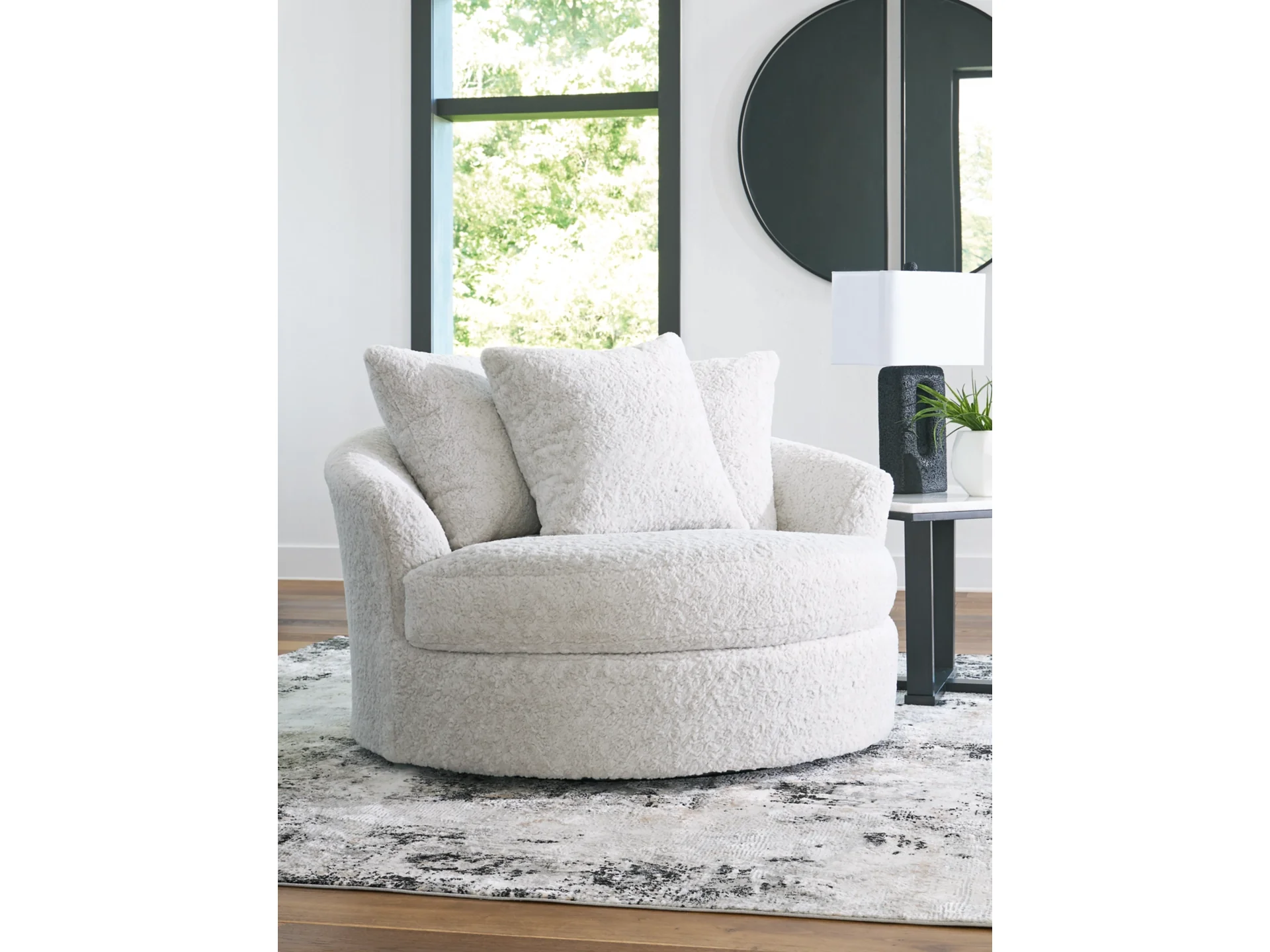 Cuddle Plush Arctic Oversized Swivel Accent Chair