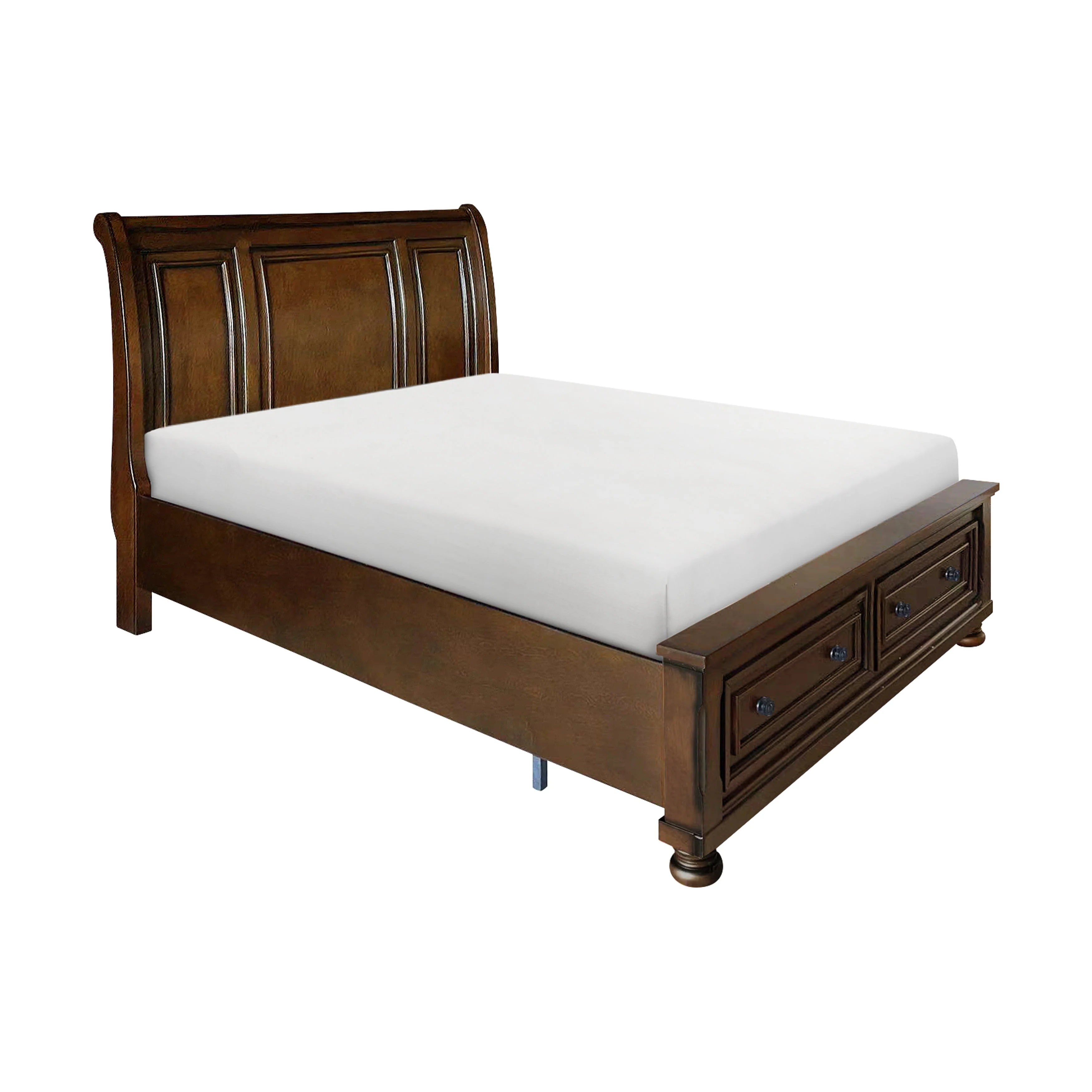 Cumberland Brown Cherry California King Sleigh Storage Platform Bed - Image 3