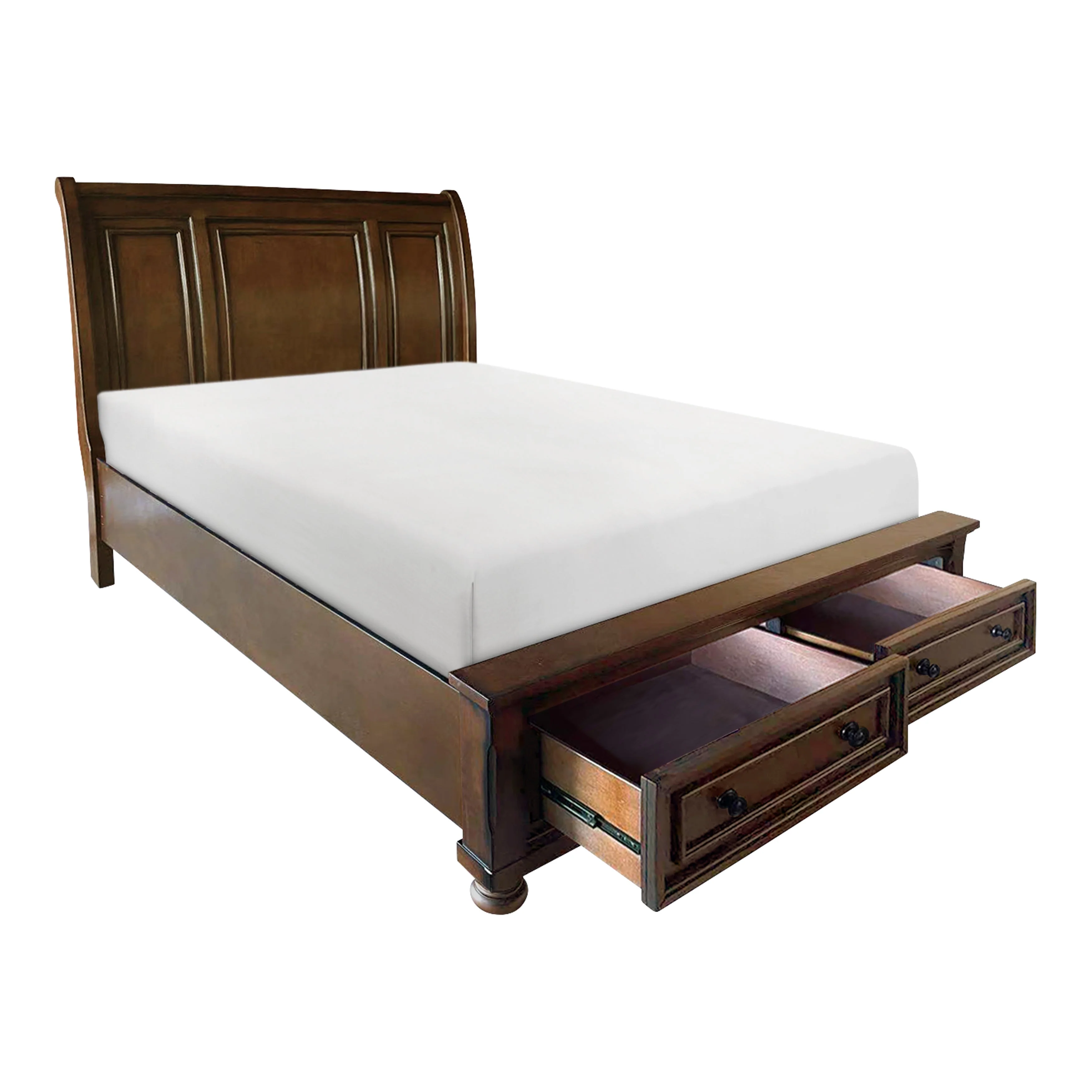 Cumberland Brown Cherry California King Sleigh Storage Platform Bed - Image 4