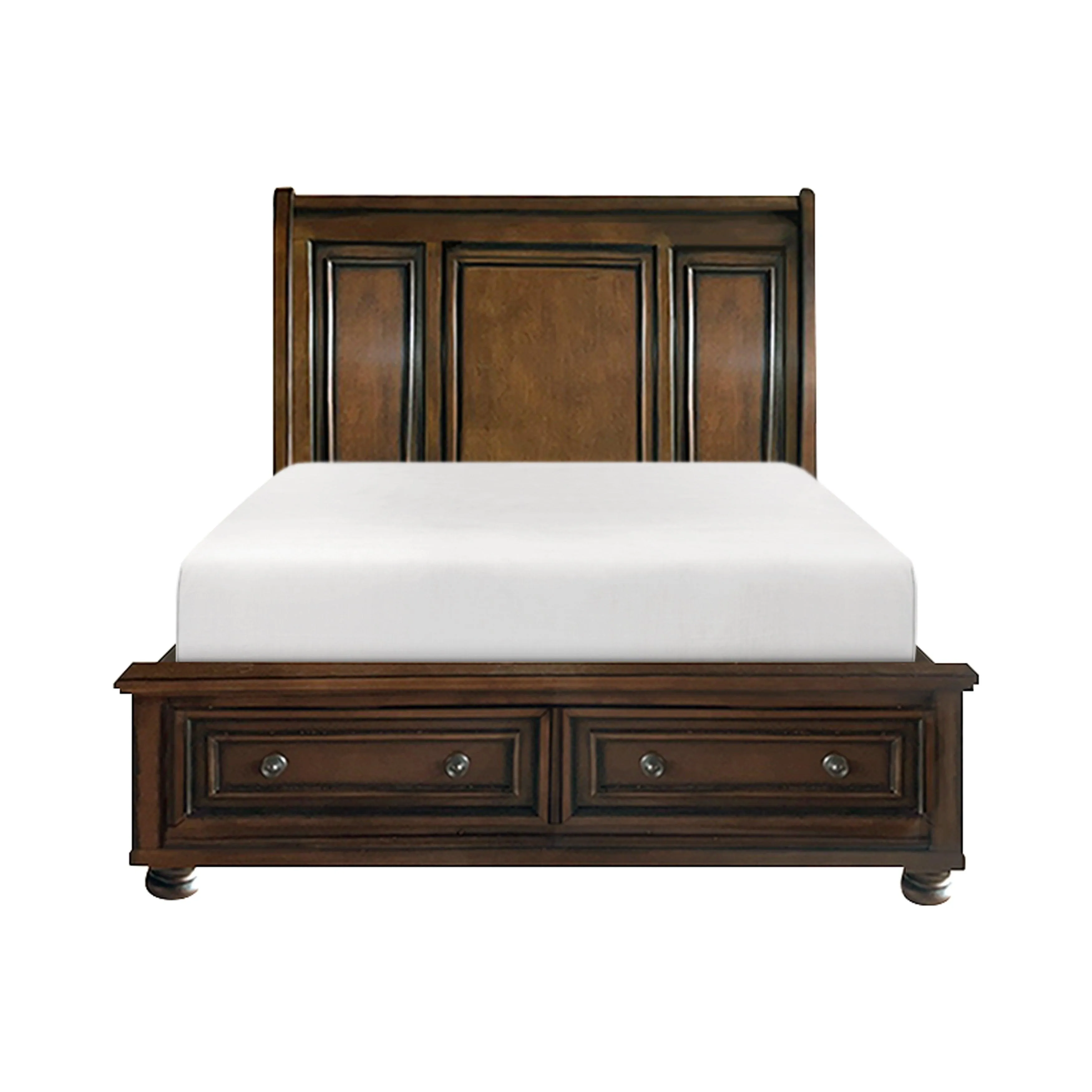 Cumberland Brown Cherry King Sleigh Storage Platform Bed - Image 3