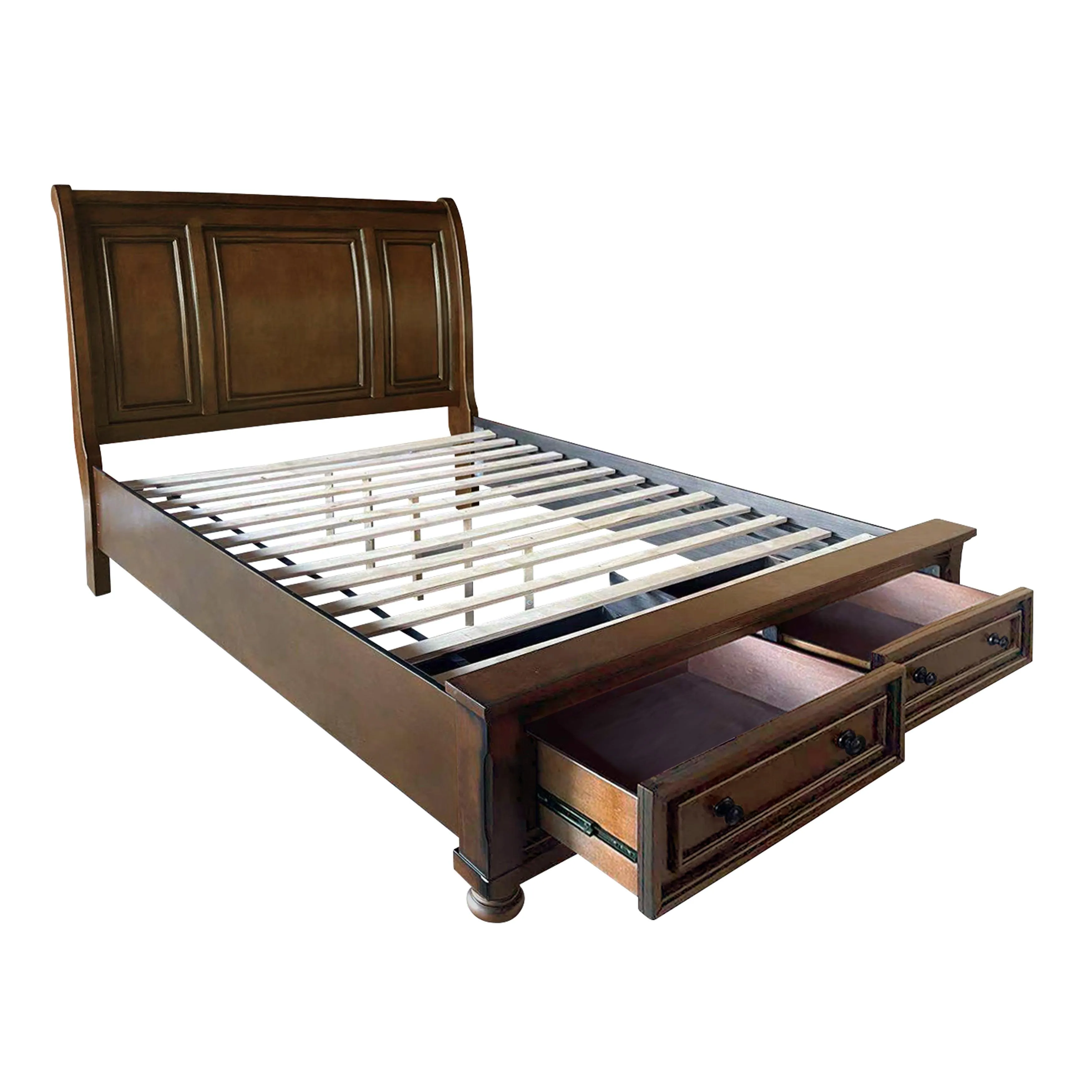 Cumberland Brown Cherry King Sleigh Storage Platform Bed - Image 5