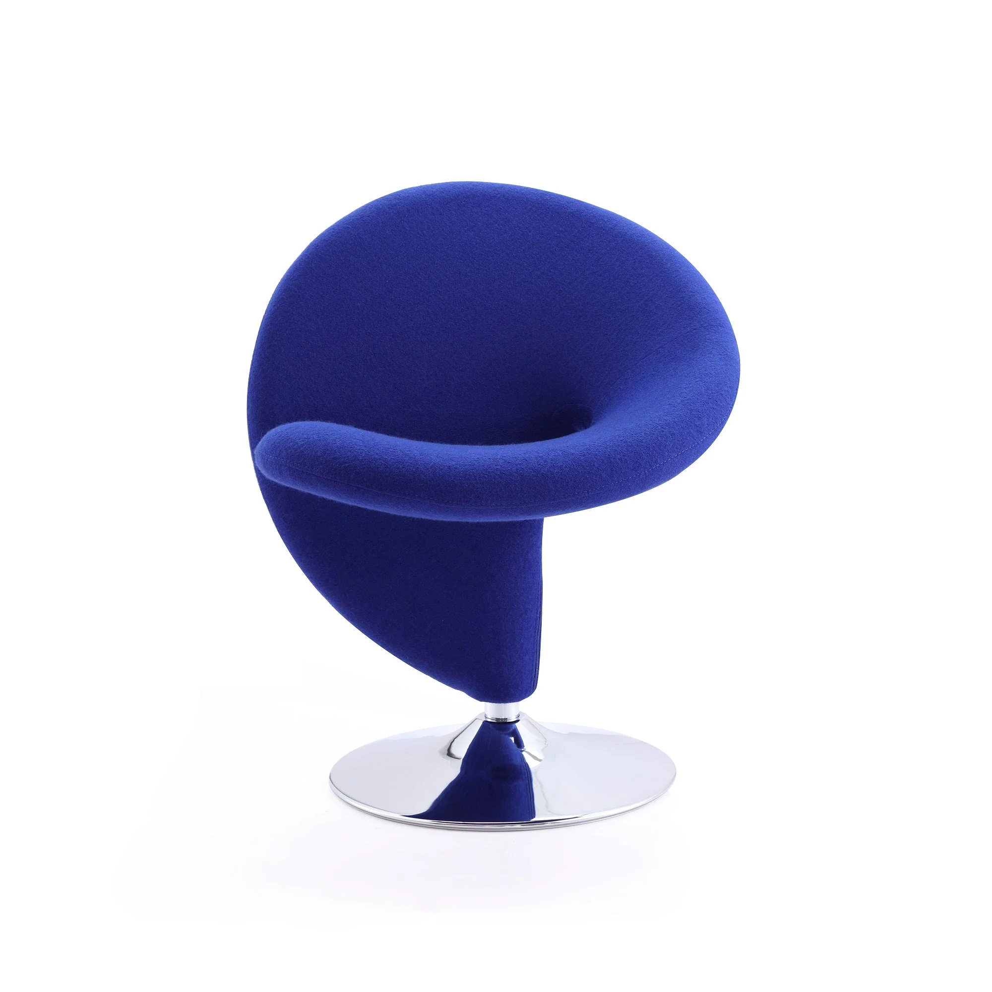 Curl Swivel Accent Chair in Blue and Polished Chrome (set of 2) - Image 4