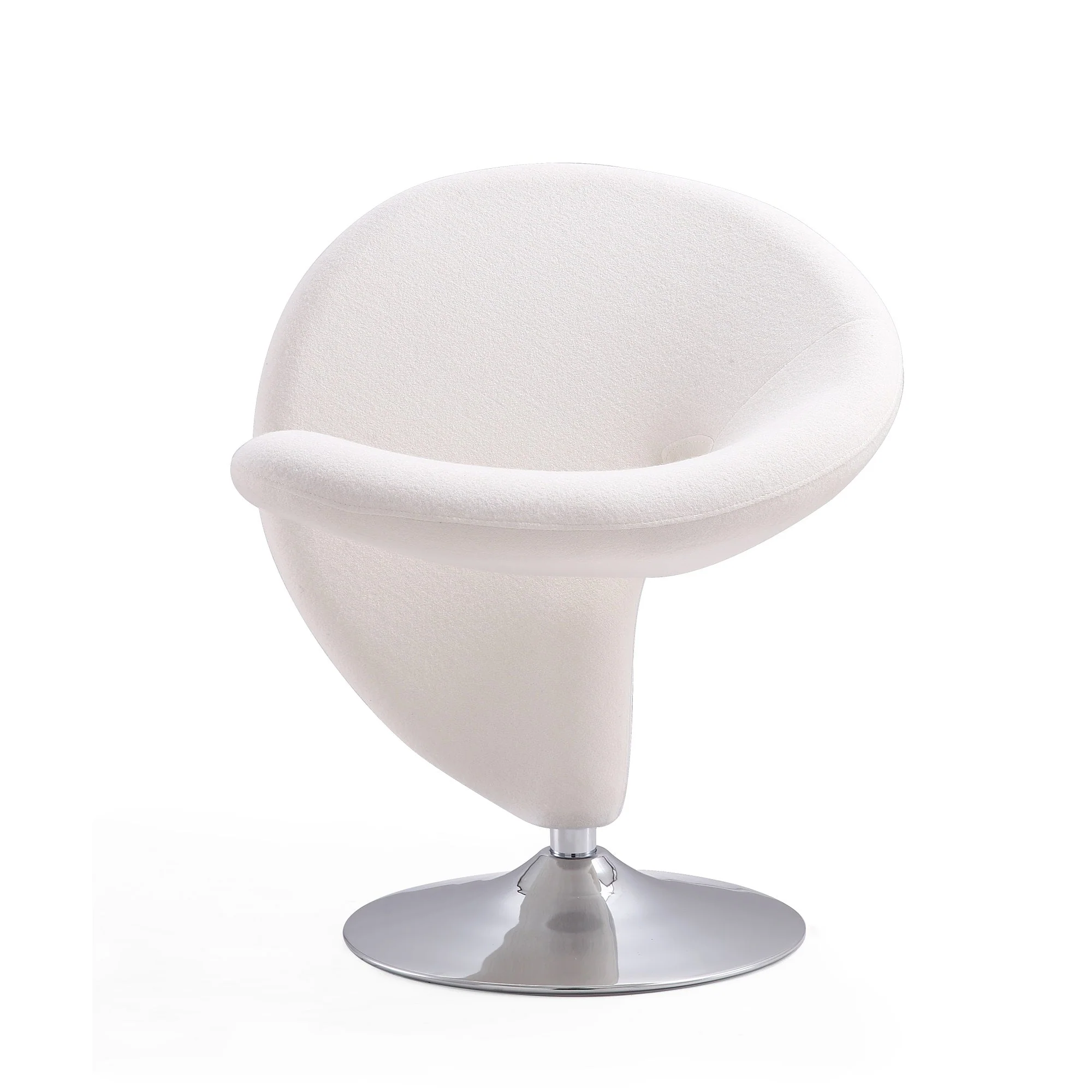 Curl Swivel Accent Chair in Cream and Polished Chrome (set of 2) - Image 4