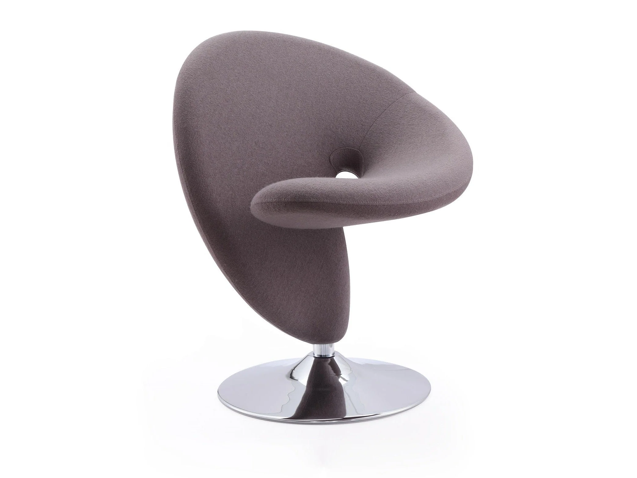 Curl Swivel Accent Chair in Grey and Polished Chrome