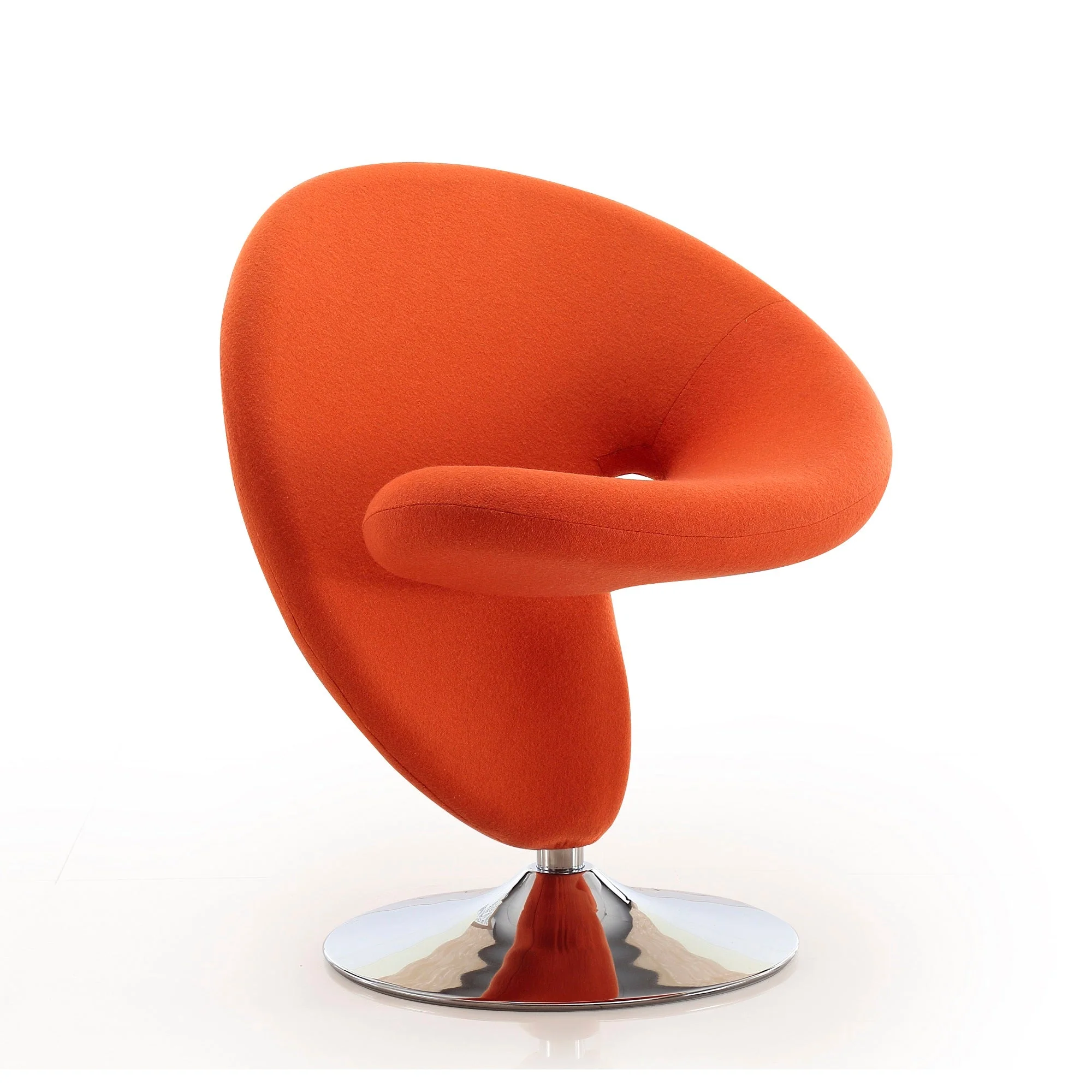 Curl Swivel Accent Chair in Orange and Polished Chrome (set of 2) - Image 3