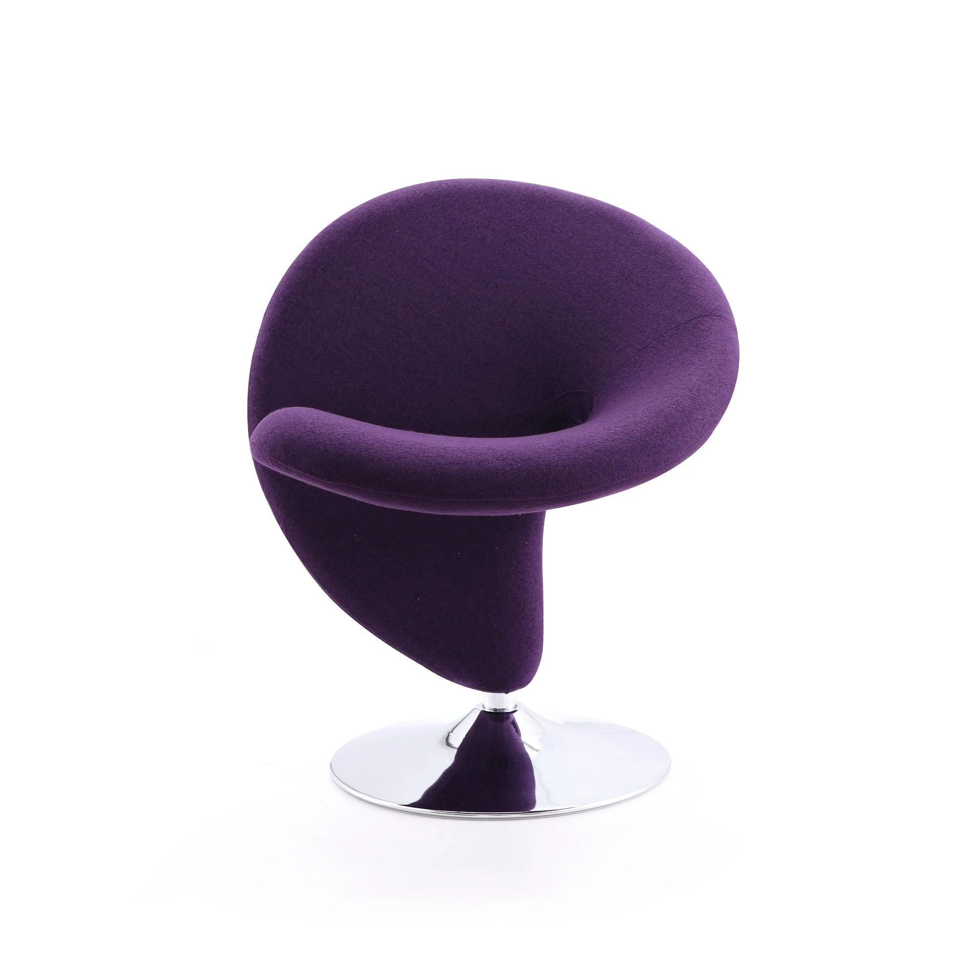 Curl Swivel Accent Chair in Purple and Polished Chrome (set of 2) - Image 4