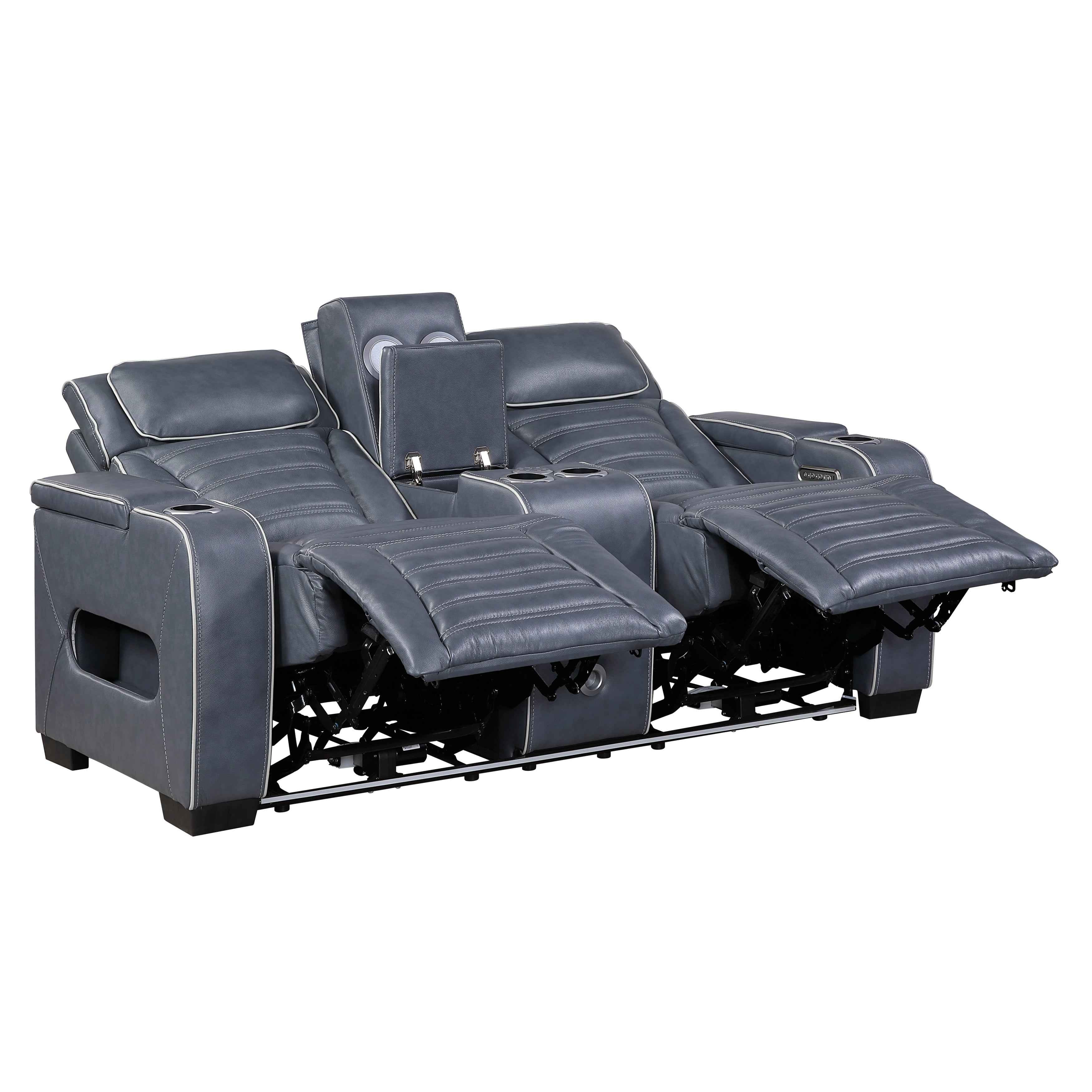 Cyber Blue Power Double Reclining Loveseat with Center Console - Image 5