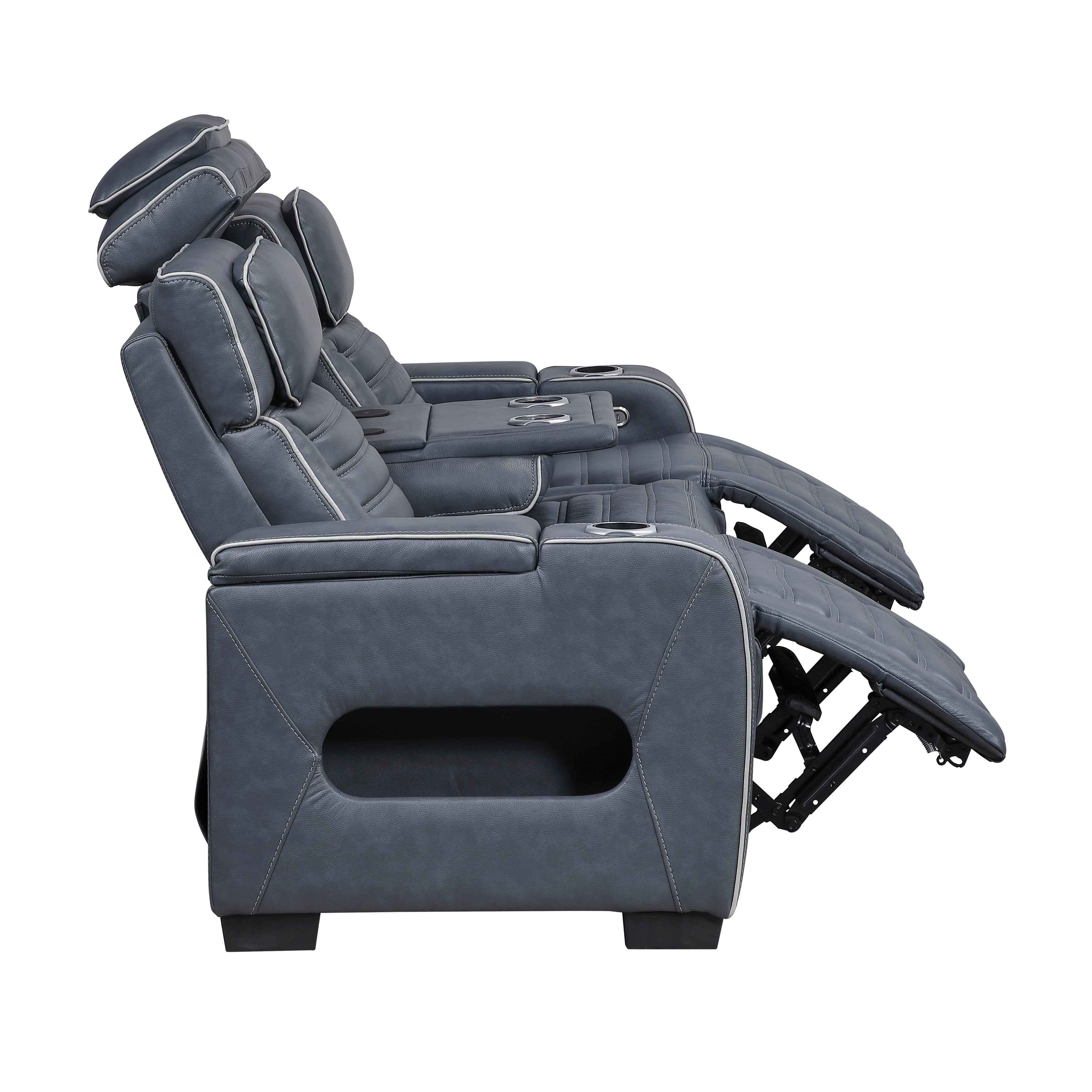 Cyber Blue Power Double Reclining Sofa with Center Drop-Down - Image 6