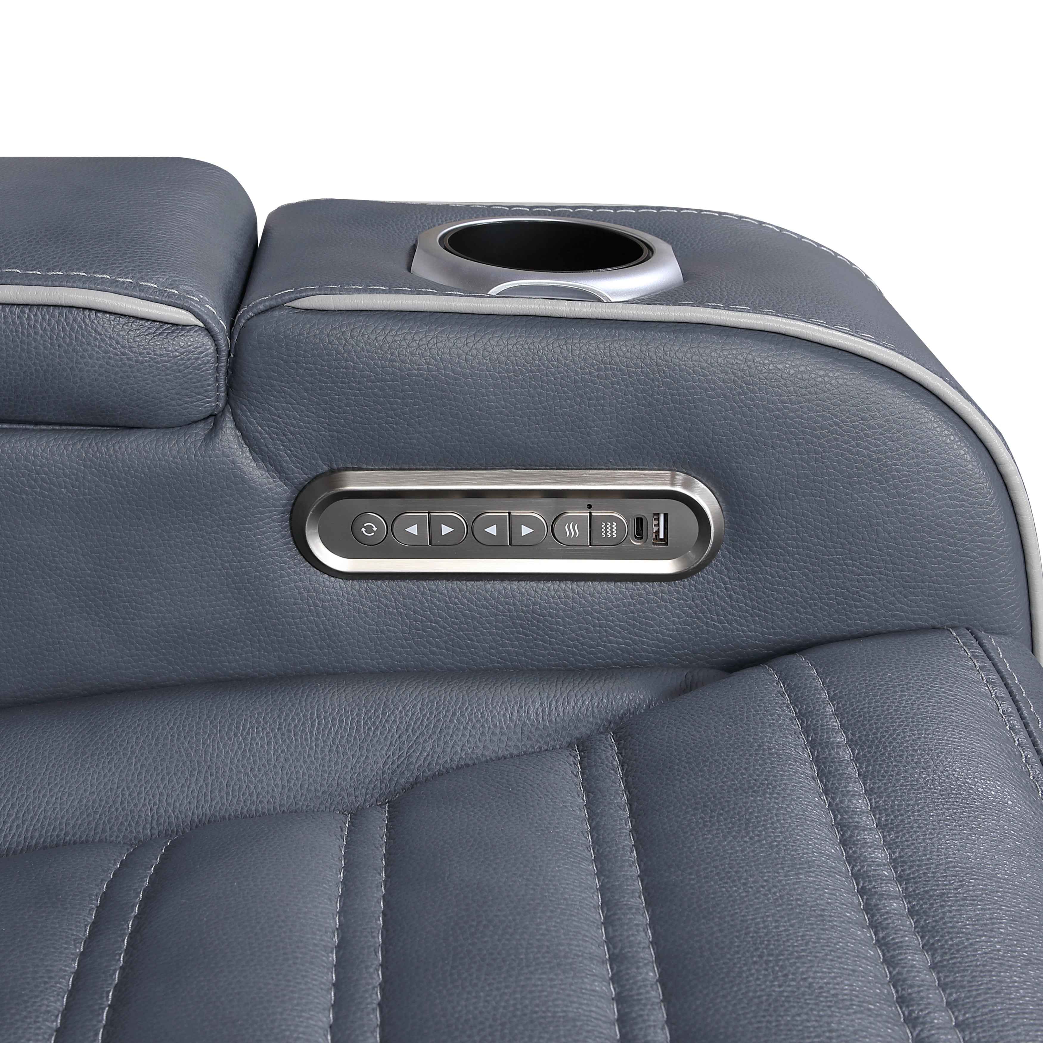 Cyber Blue Power Double Reclining Sofa with Center Drop-Down - Image 8
