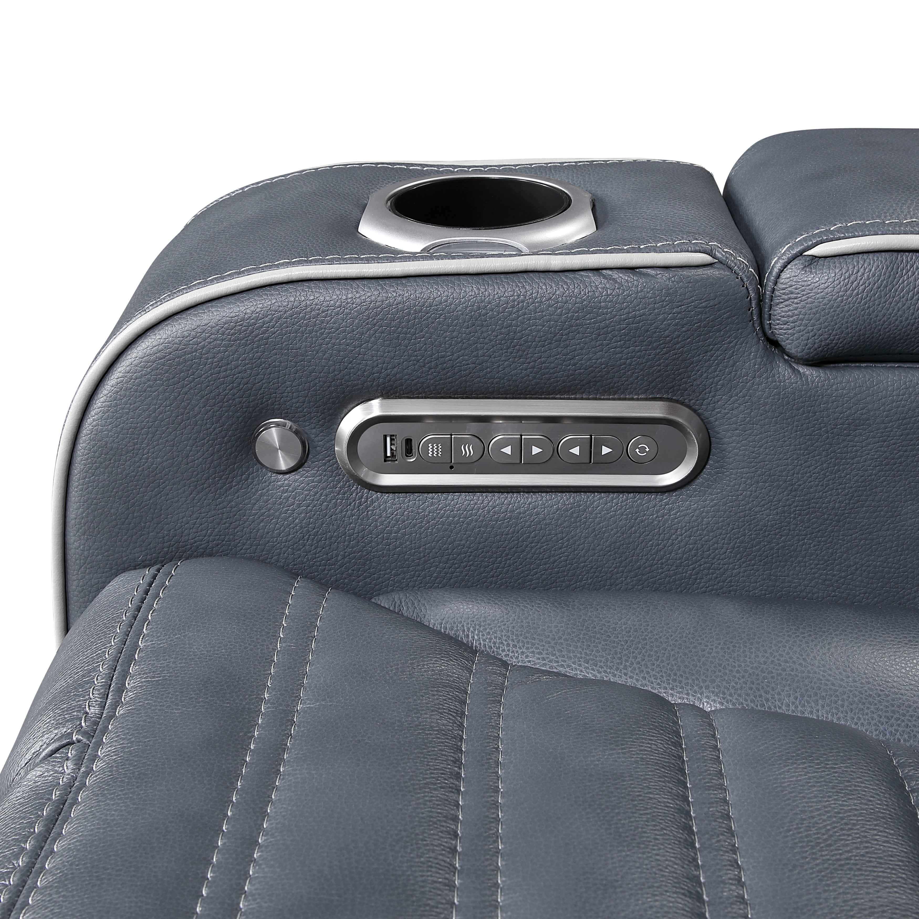 Cyber Blue Power Double Reclining Sofa with Center Drop-Down - Image 9