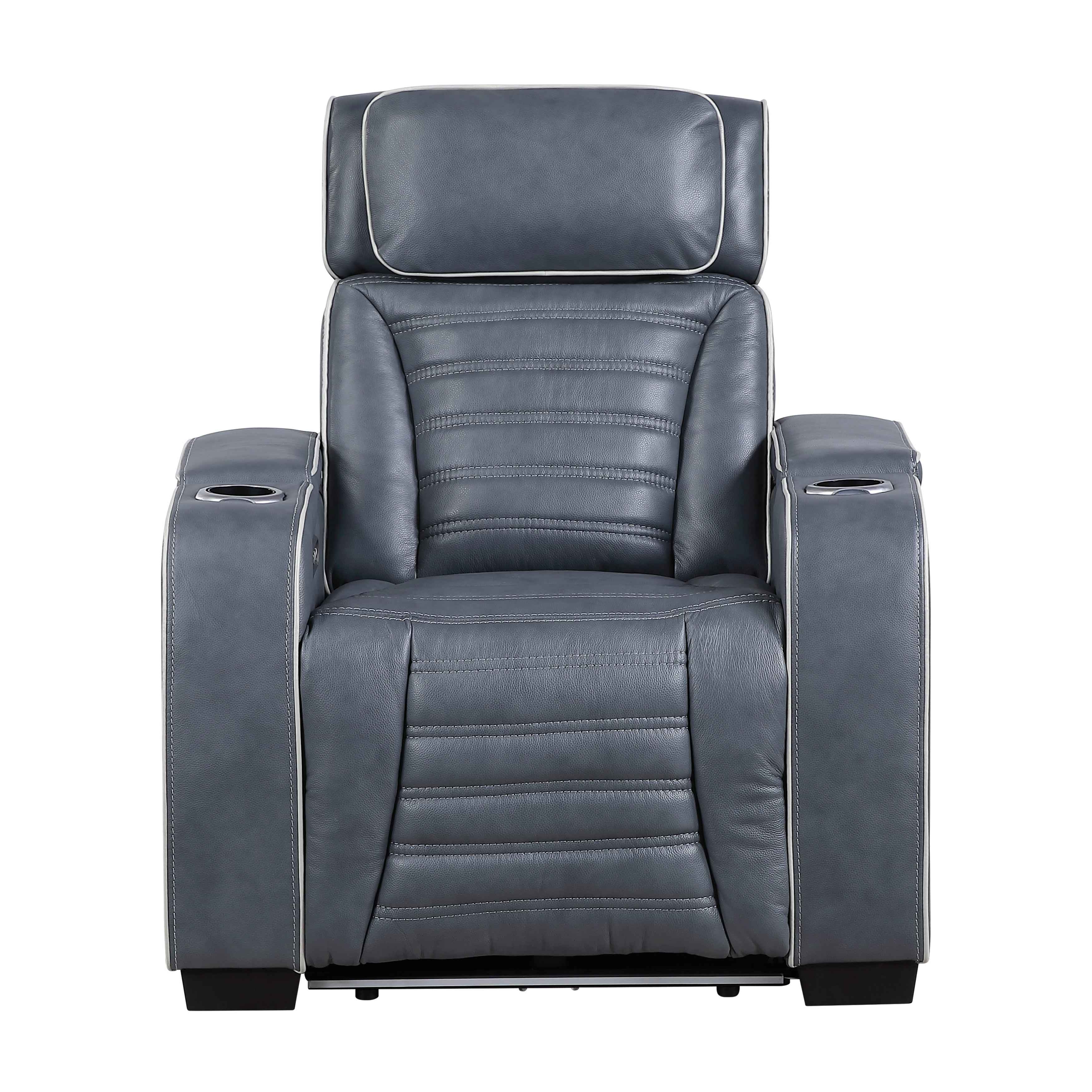 Cyber Blue Power Reclining Chair with Power Headrest