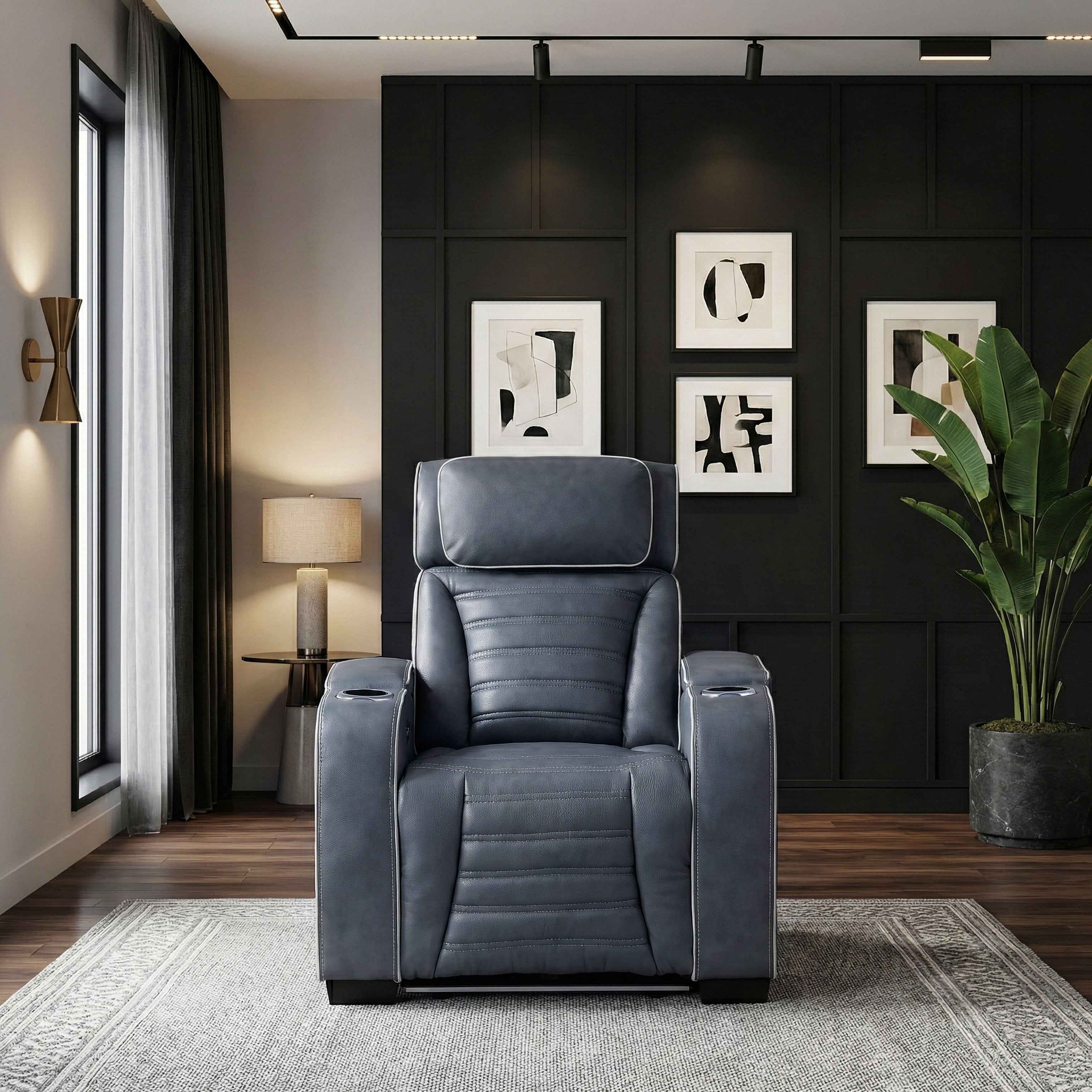 Cyber Blue Power Reclining Chair with Power Headrest - Image 19