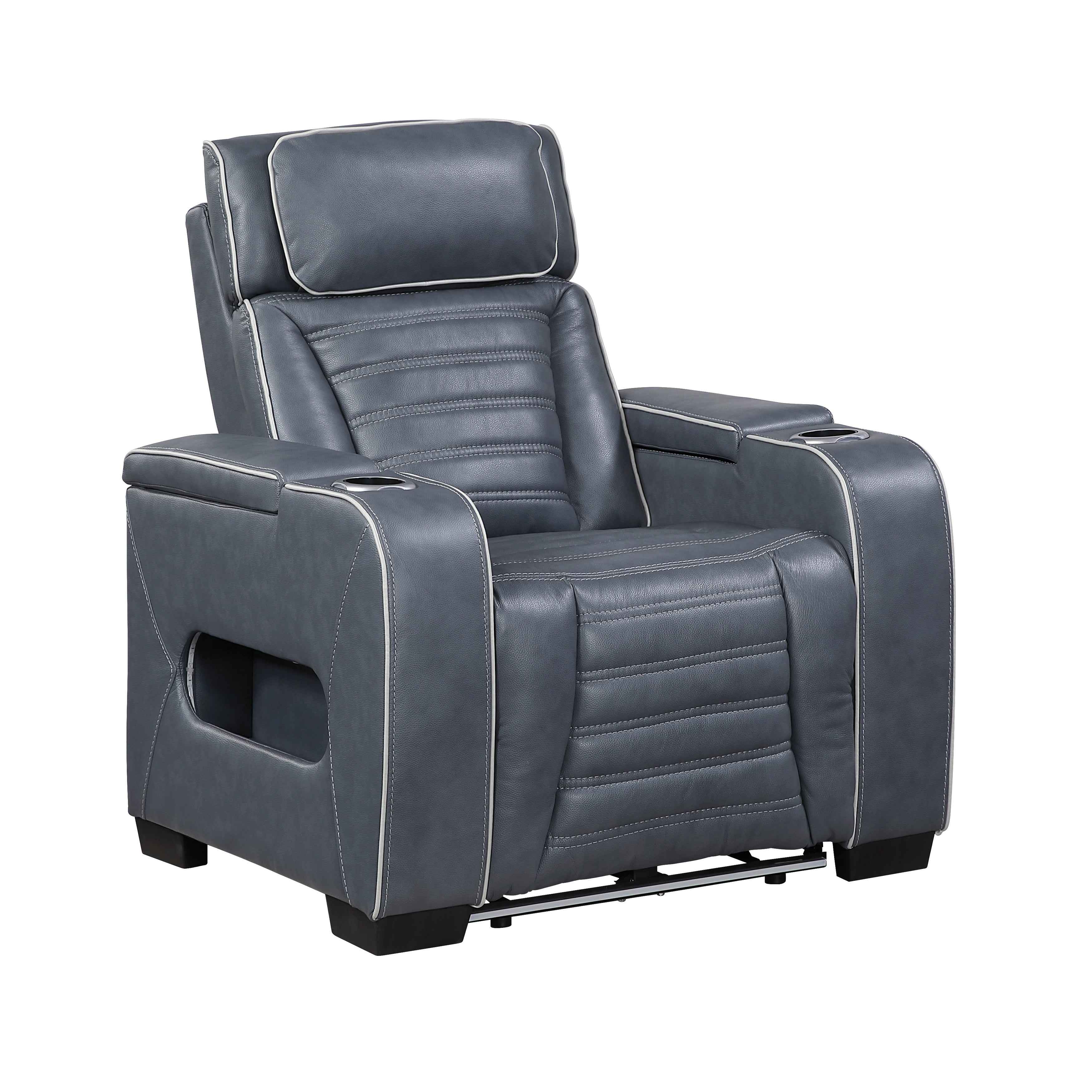 Cyber Blue Power Reclining Chair with Power Headrest - Image 2