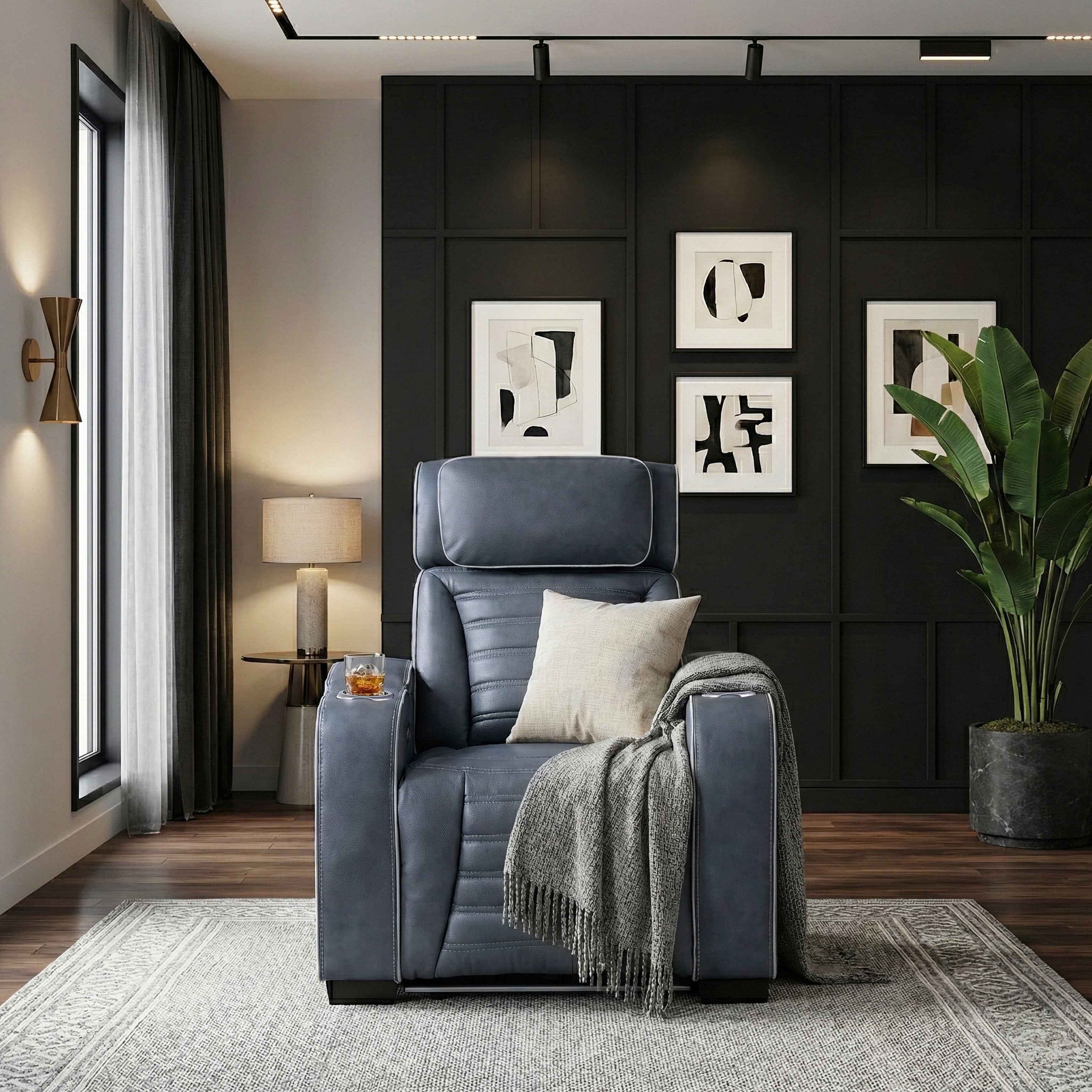 Cyber Blue Power Reclining Chair with Power Headrest - Image 20