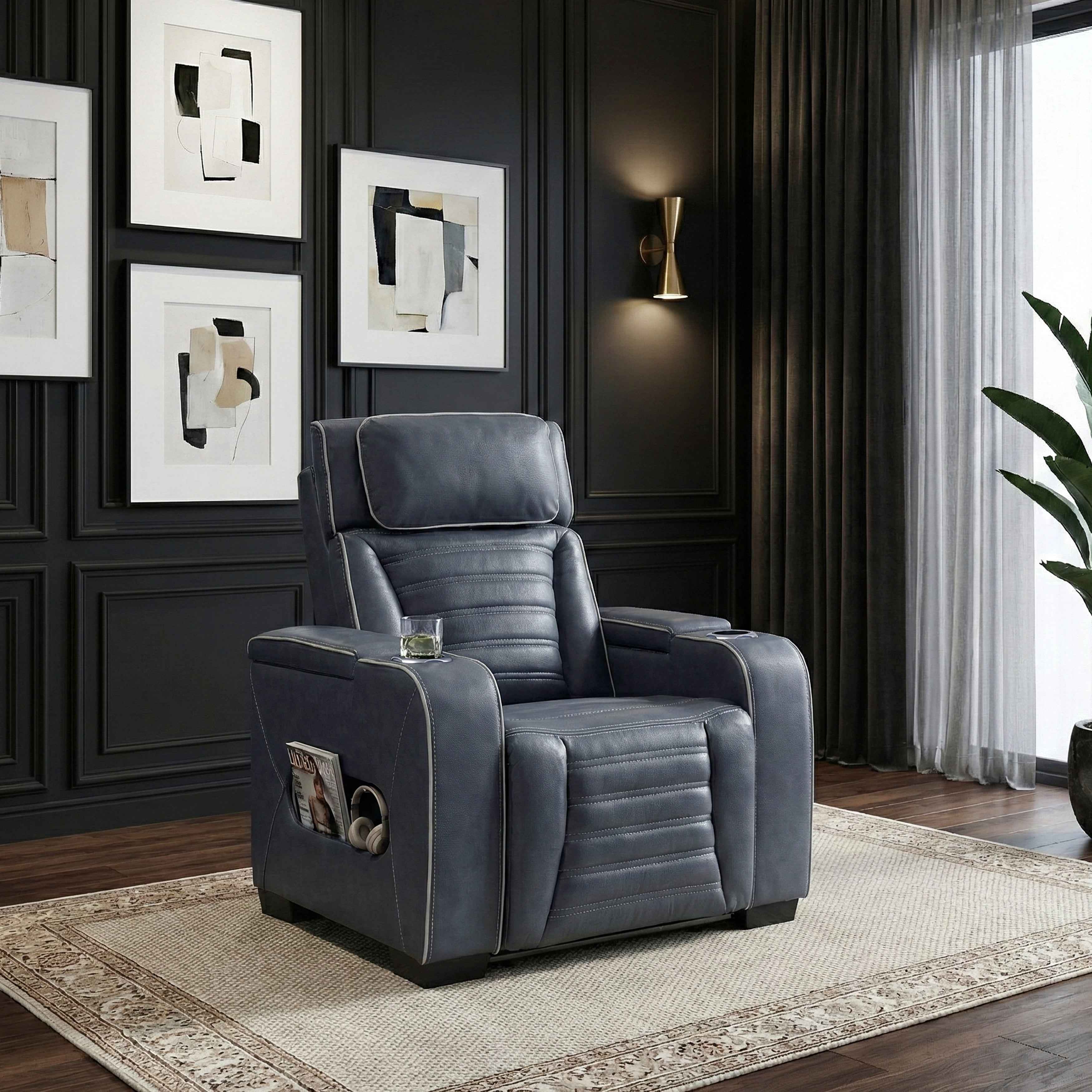 Cyber Blue Power Reclining Chair with Power Headrest - Image 21