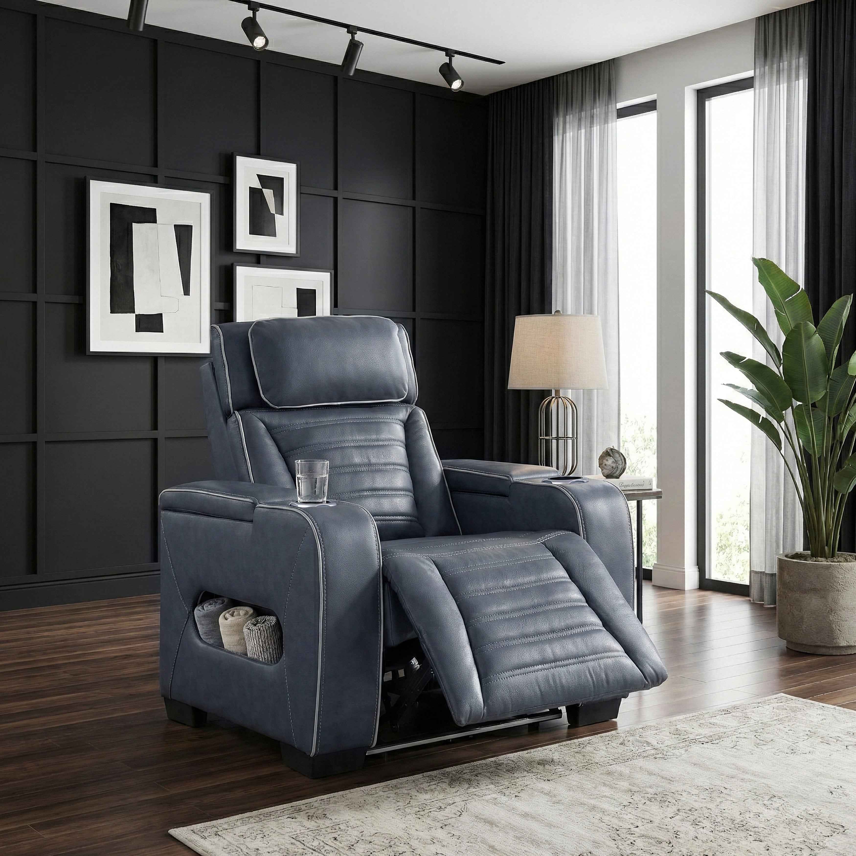 Cyber Blue Power Reclining Chair with Power Headrest - Image 23