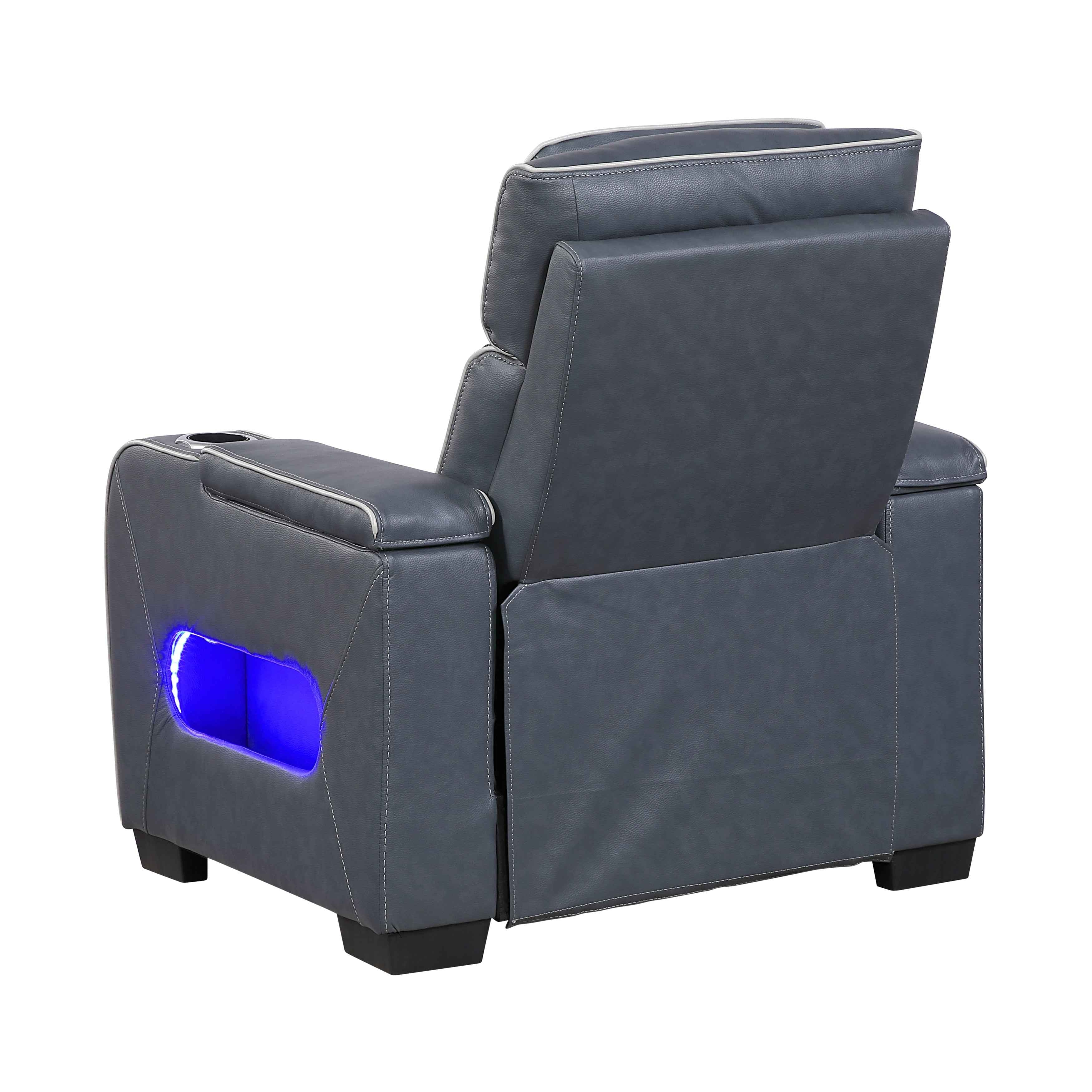 Cyber Blue Power Reclining Chair with Power Headrest - Image 4