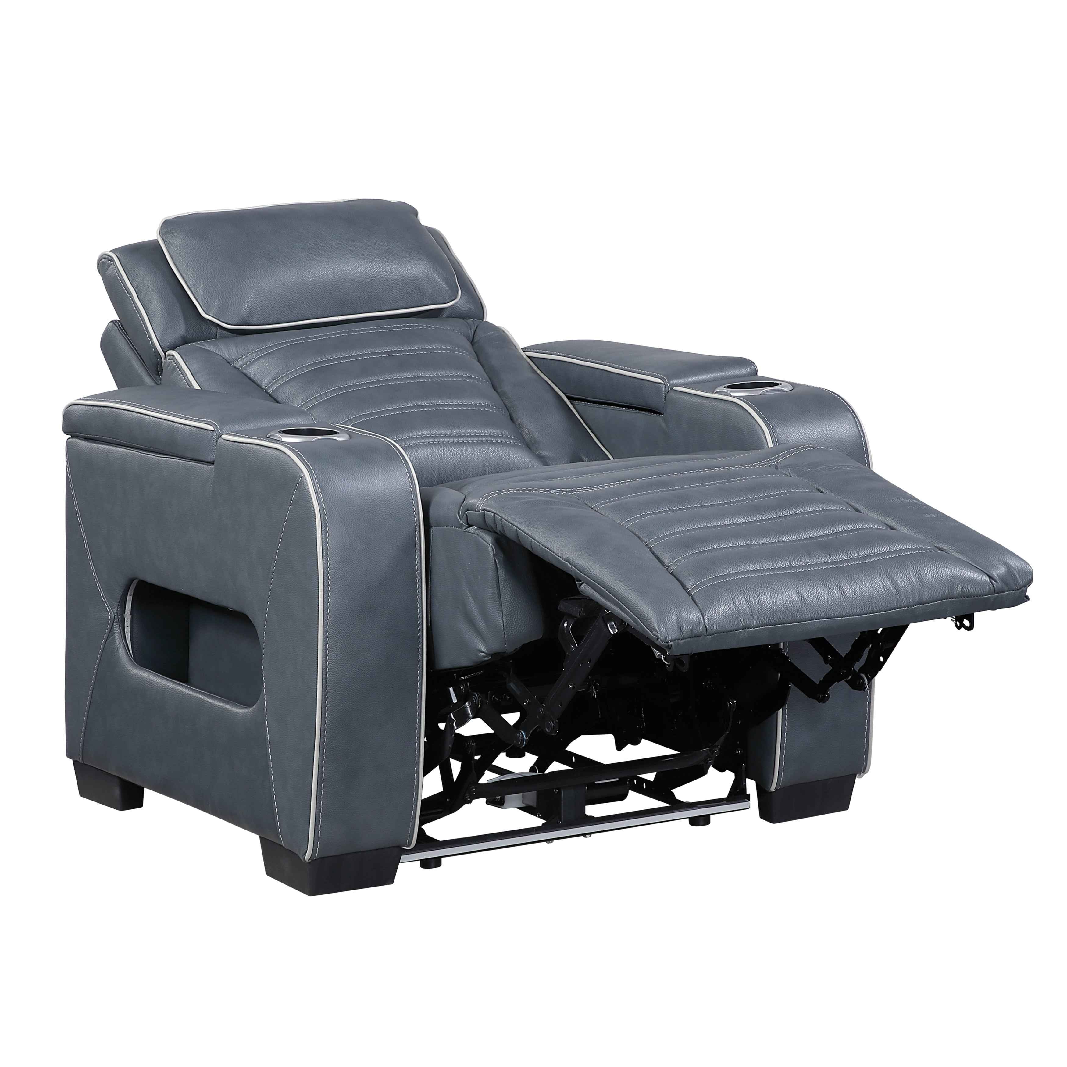 Cyber Blue Power Reclining Chair with Power Headrest - Image 7
