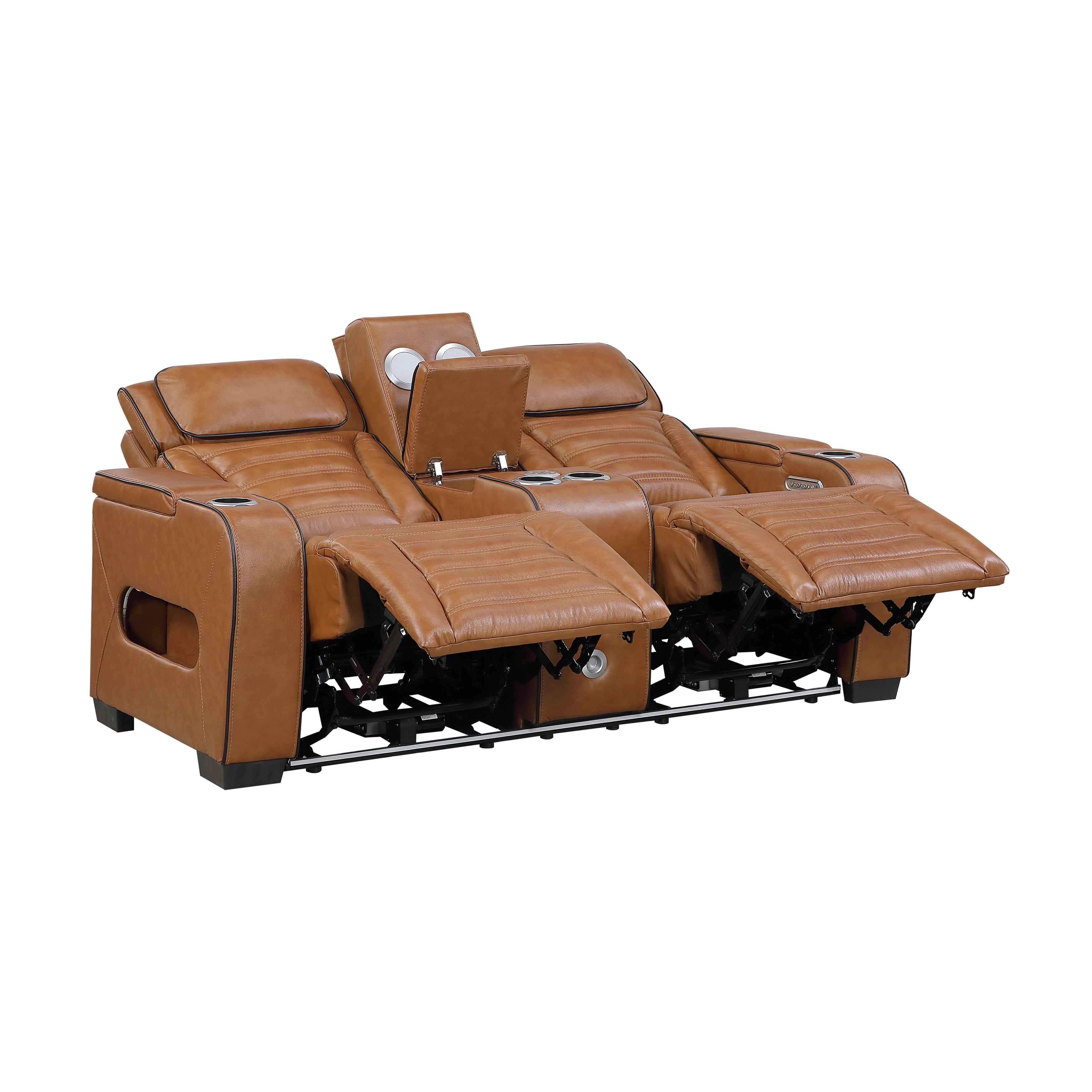 Cyber Brown Power Double Reclining Loveseat with Center Console - Image 5