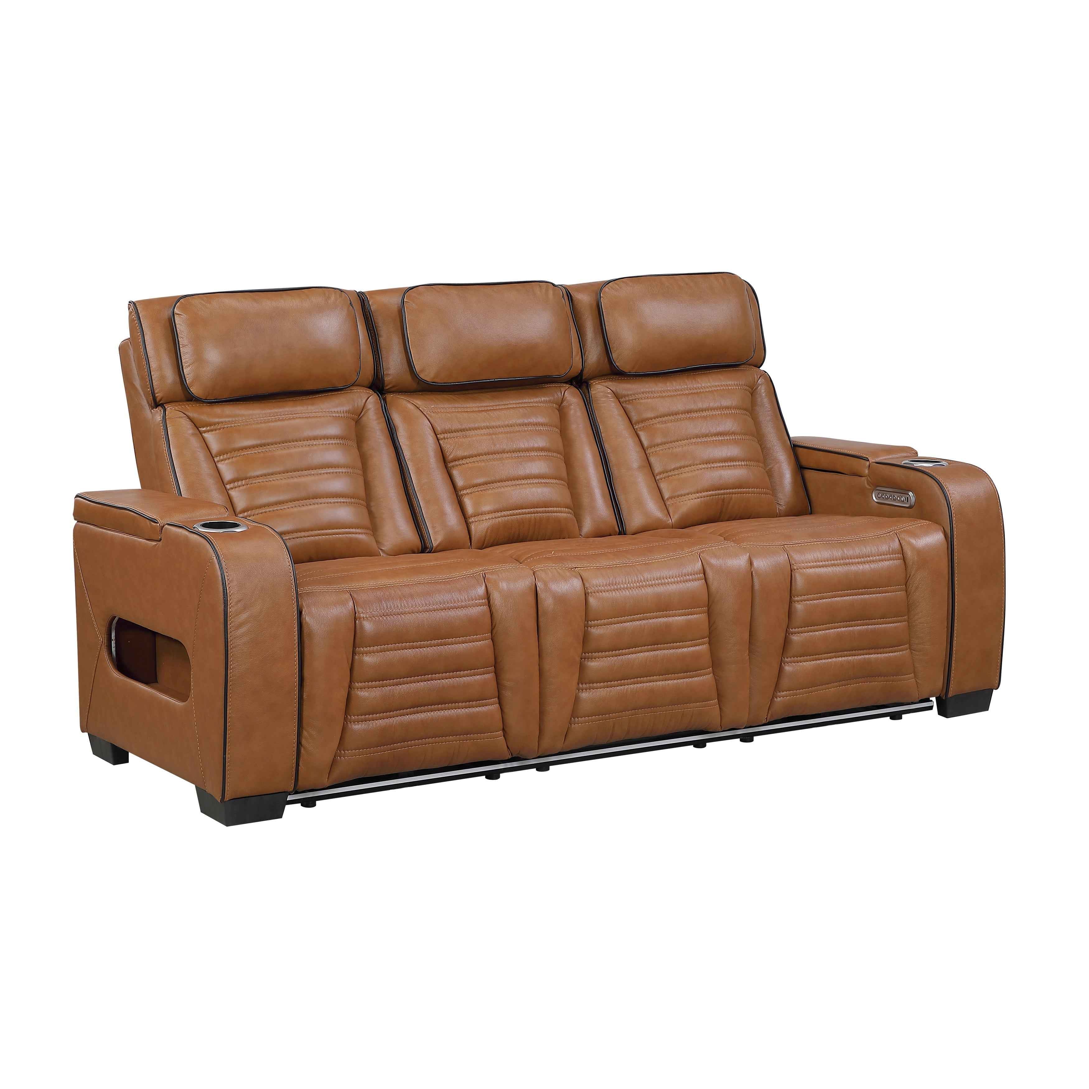 Cyber Brown Power Double Reclining Sofa with Center Console - Image 2