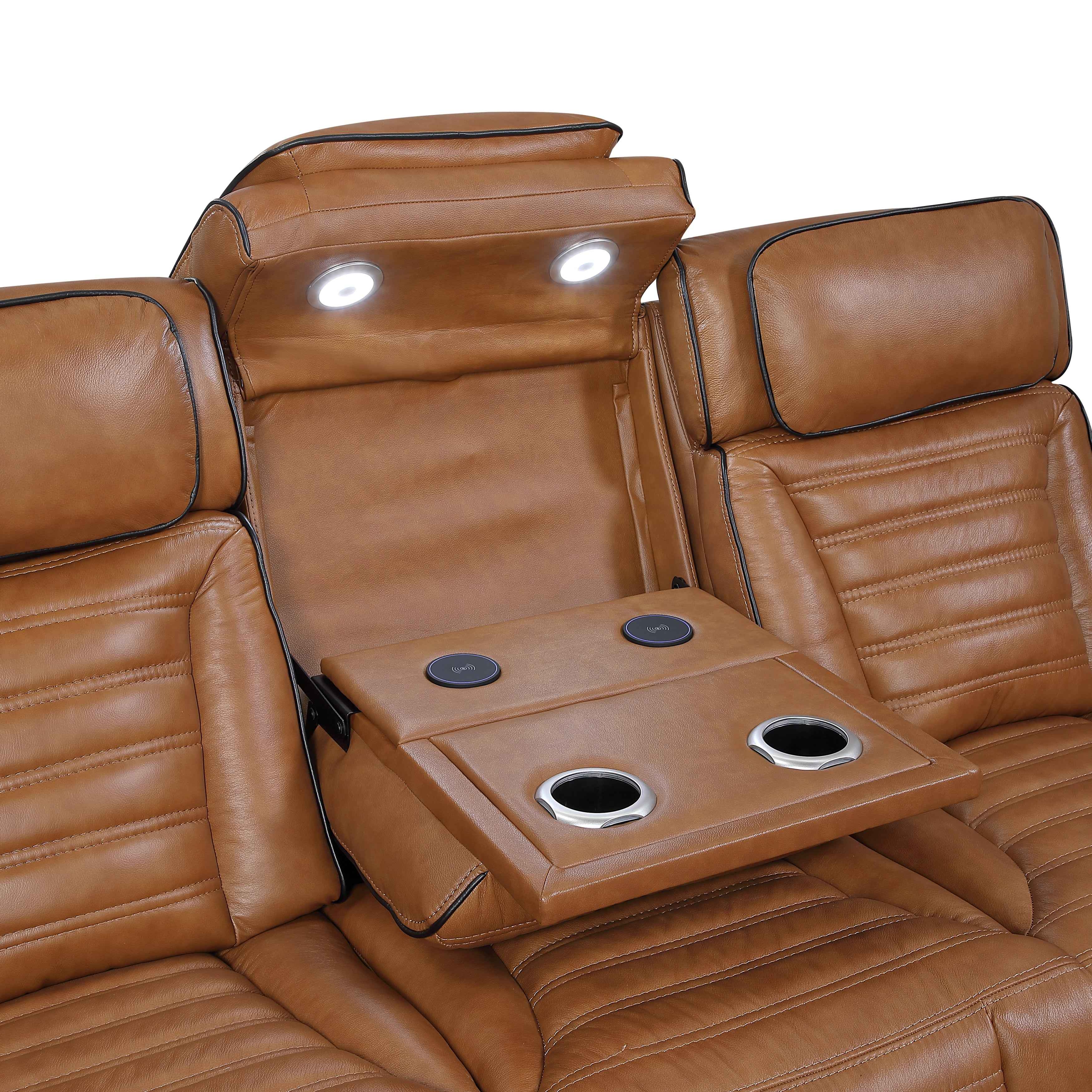 Cyber Brown Power Double Reclining Sofa with Center Console - Image 6