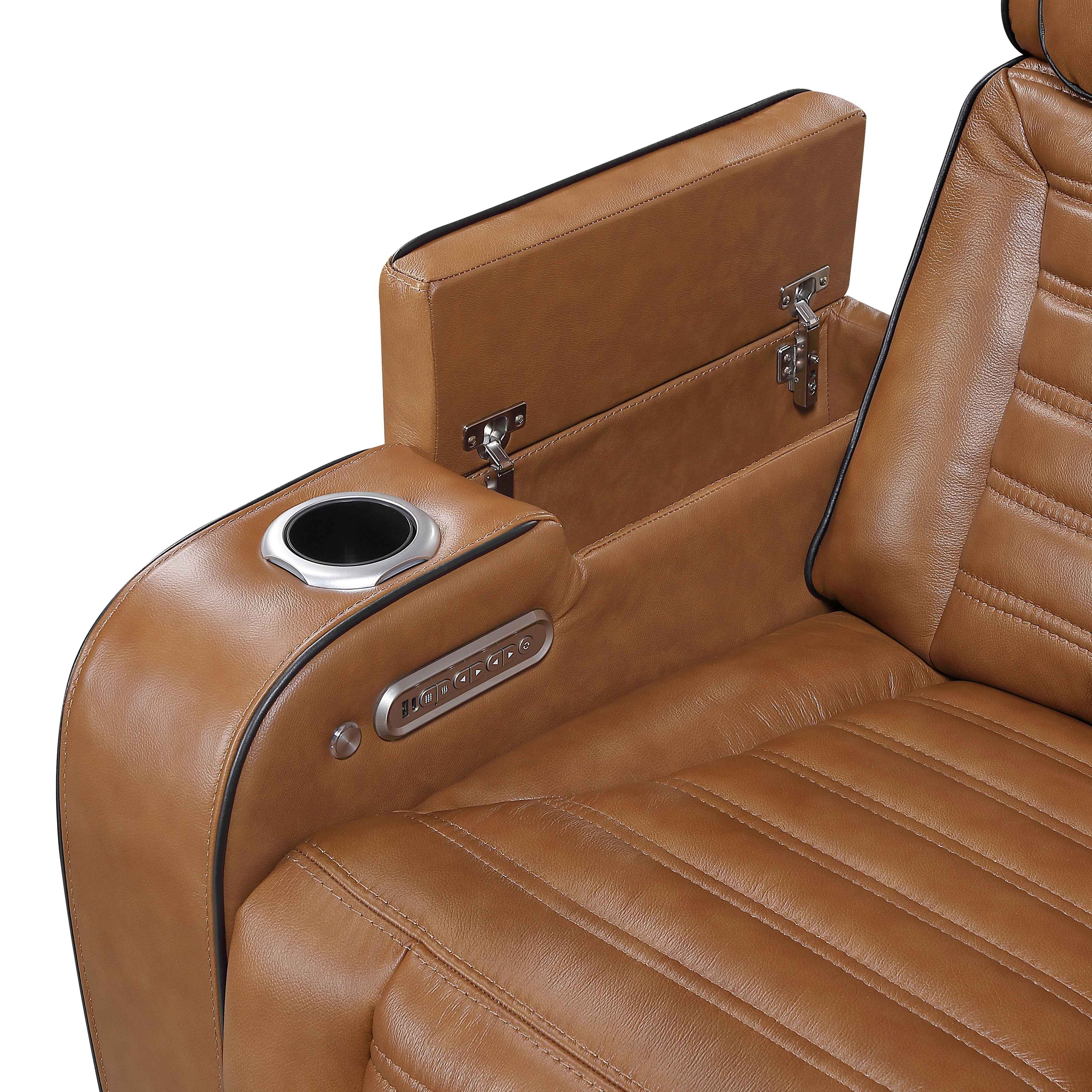 Cyber Brown Power Double Reclining Sofa with Center Console - Image 9