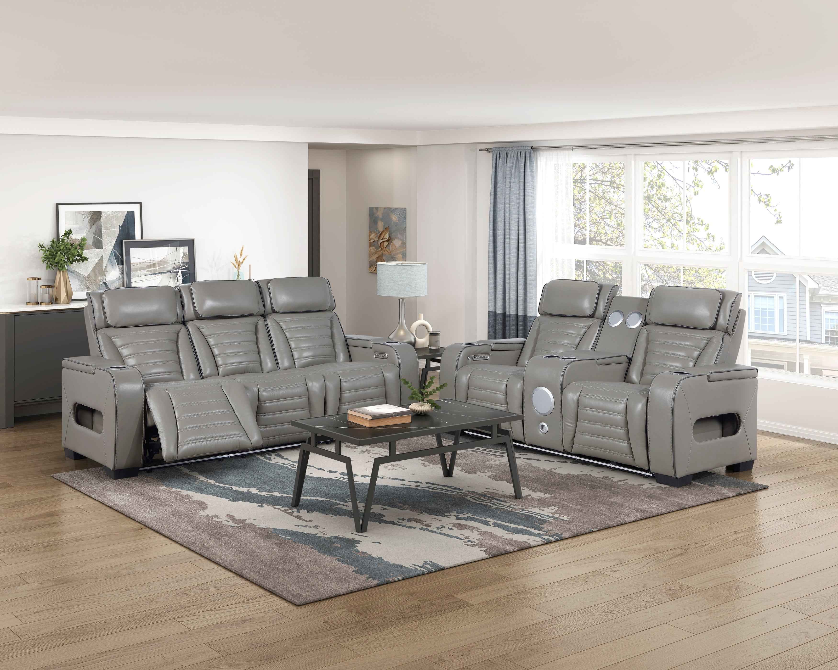 Cyber Gray Power Double Reclining Sofa with Center Drop-Down - Image 14