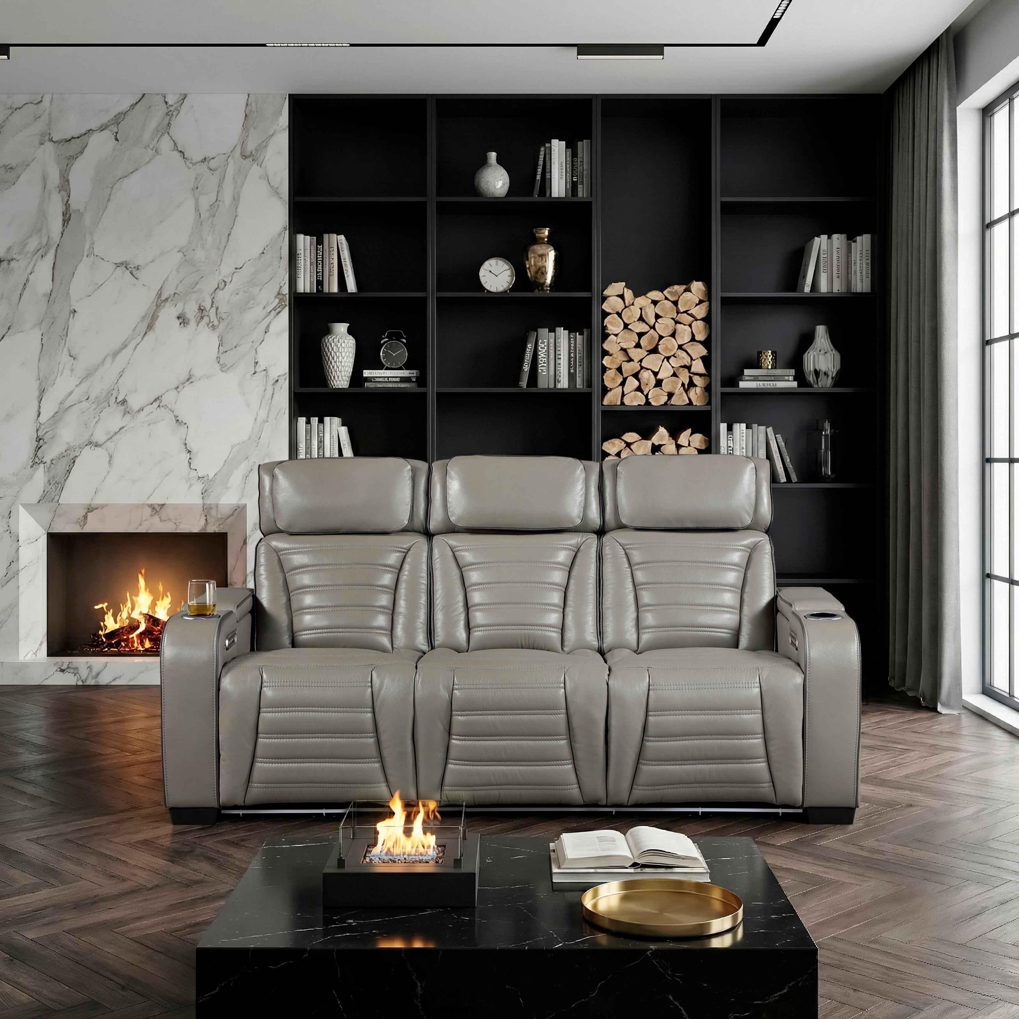 Cyber Gray Power Double Reclining Sofa with Center Drop-Down - Image 18